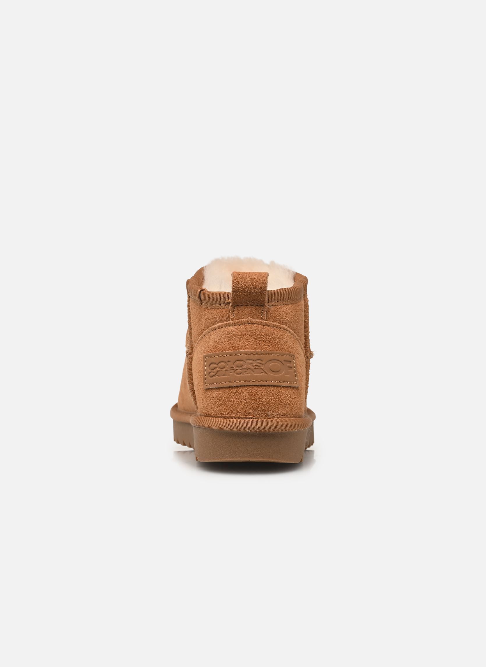 Bottines fourrées Short sheepskin boot in suede femme marron Colors of California Bottines fourrées Short sheepskin boot in suede femme marron TAN