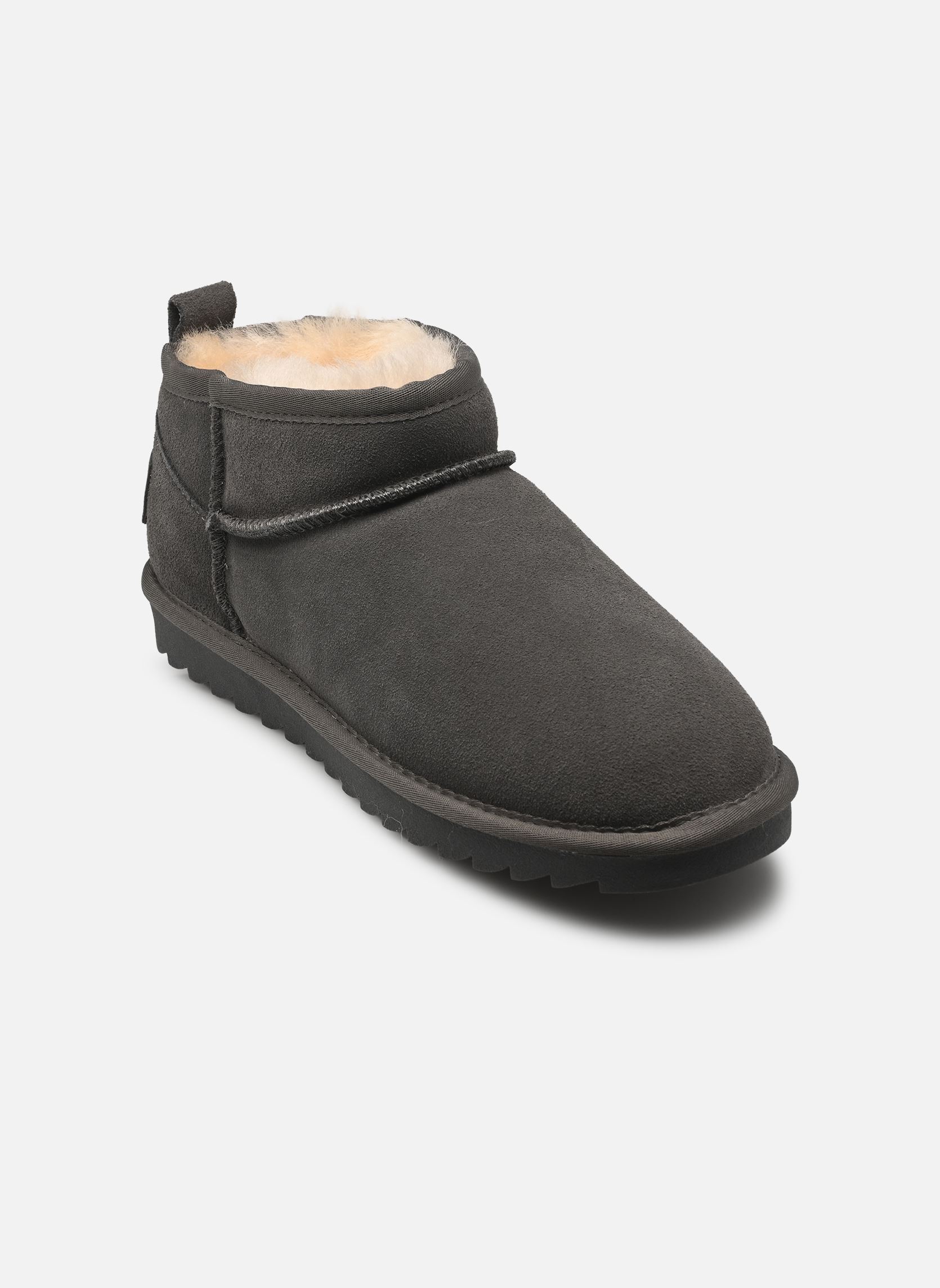 Bottines fourrées Short sheepskin boot in suede femme gris Colors of California Bottines fourrées Short sheepskin boot in suede femme gris STONE