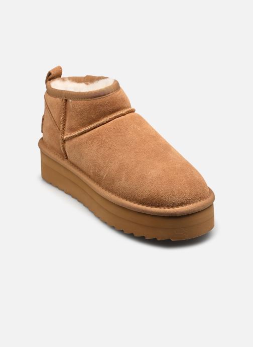 Colors of California Bottines fourrées Platform sheepskin suede boot femme marron