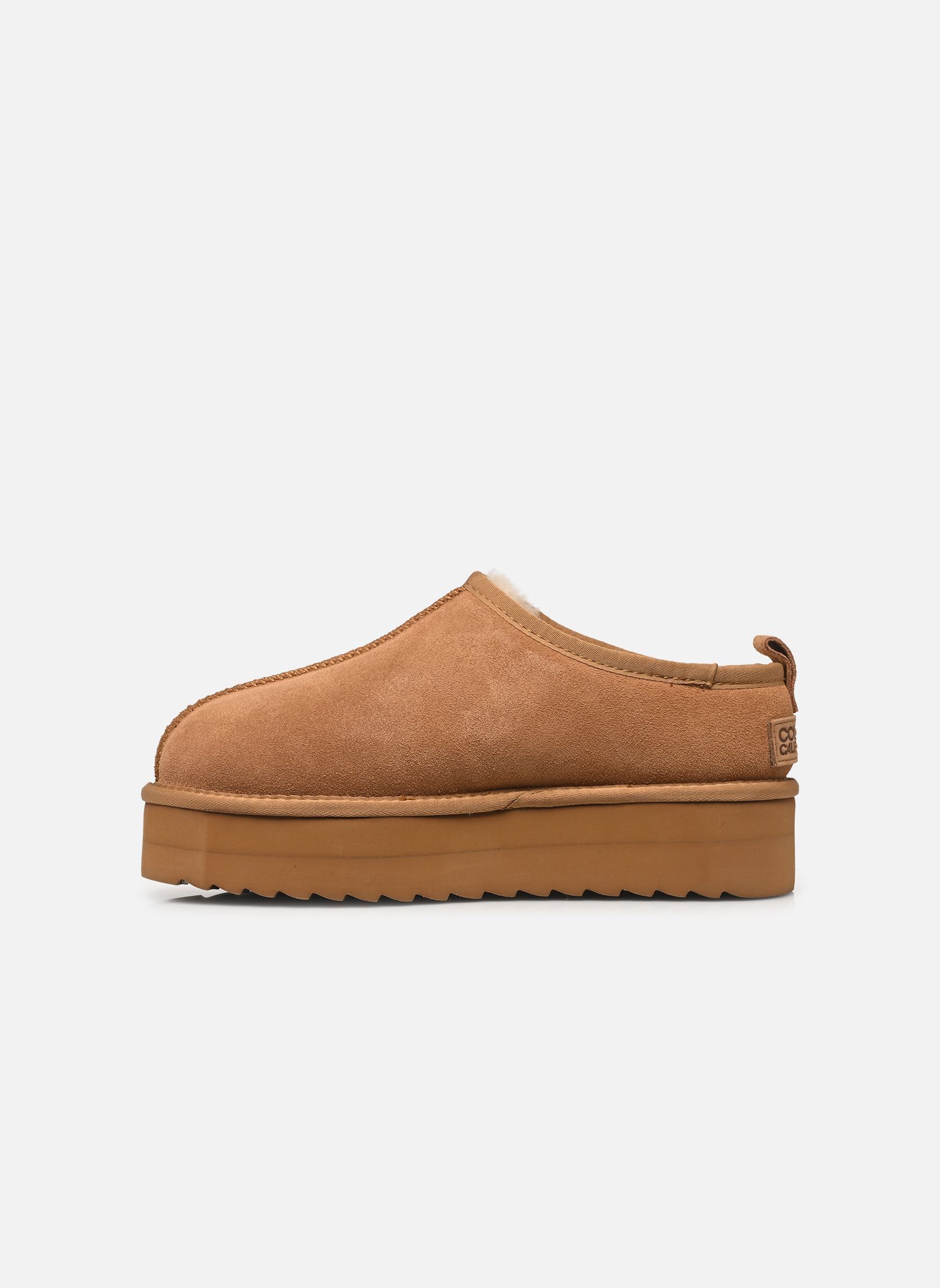 Mules et sabots Platform suede sheepskin sabot femme marron Colors of California Mules et sabots Platform suede sheepskin sabot femme marron TAN