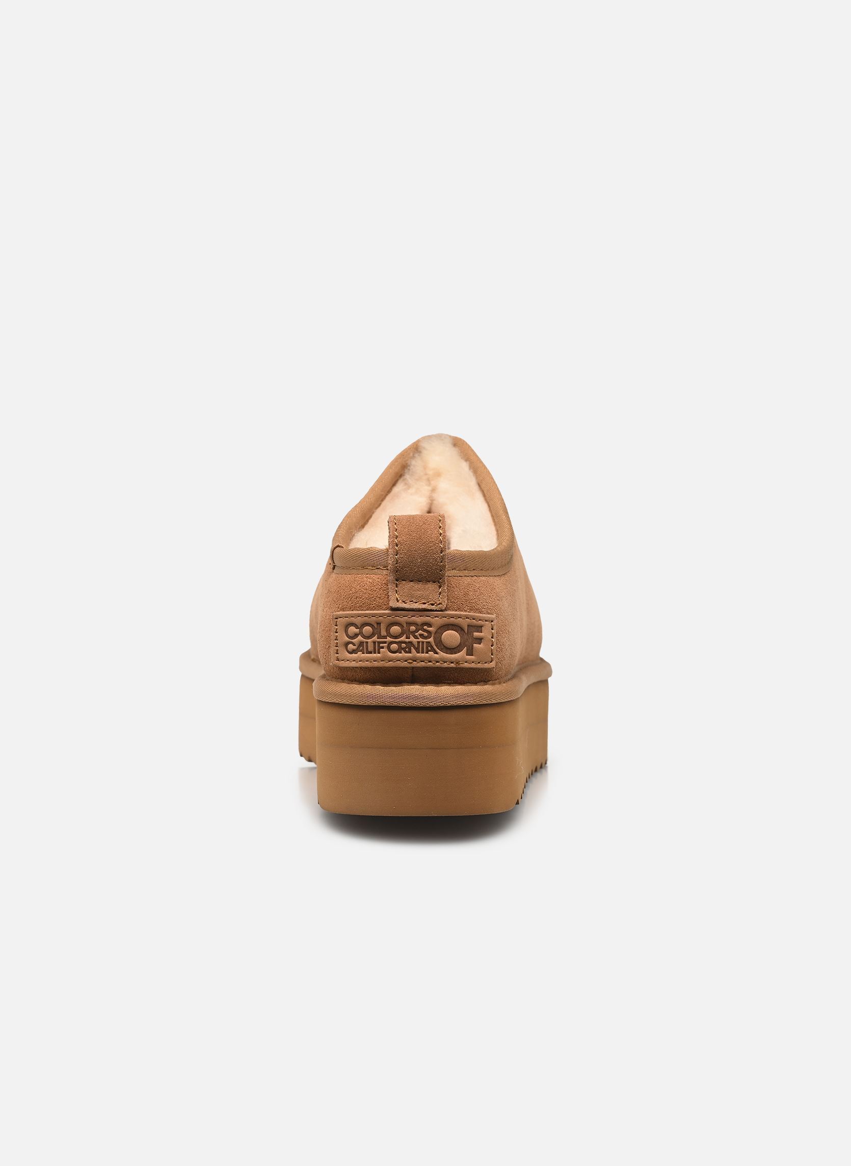 Mules et sabots Platform suede sheepskin sabot femme marron Colors of California Mules et sabots Platform suede sheepskin sabot femme marron TAN