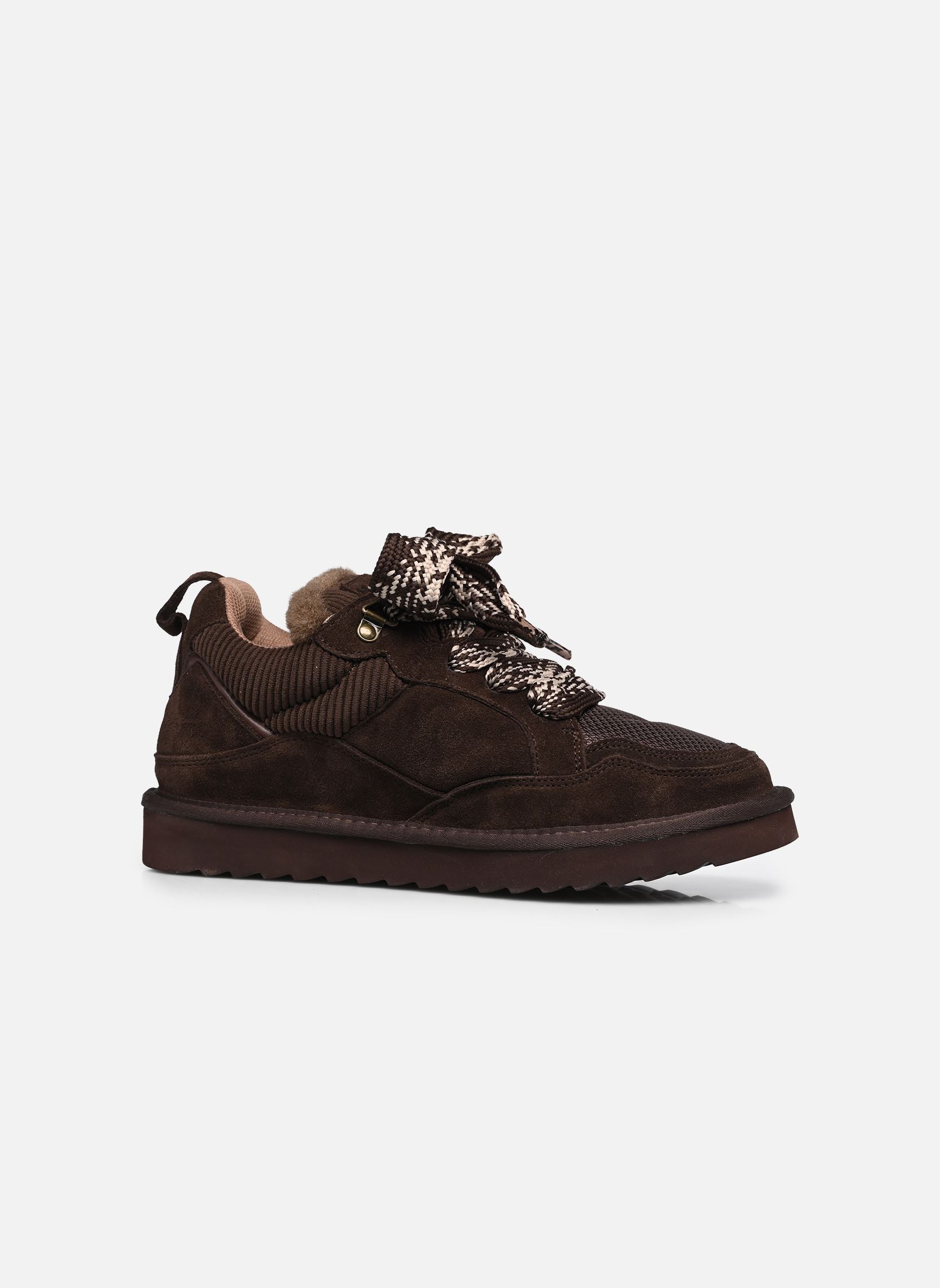 Niedrige Sneaker Cow suede sneaker maxi laces damen braun Colors of California Niedrige Sneaker Cow suede sneaker maxi laces damen braun CHOCOLAT