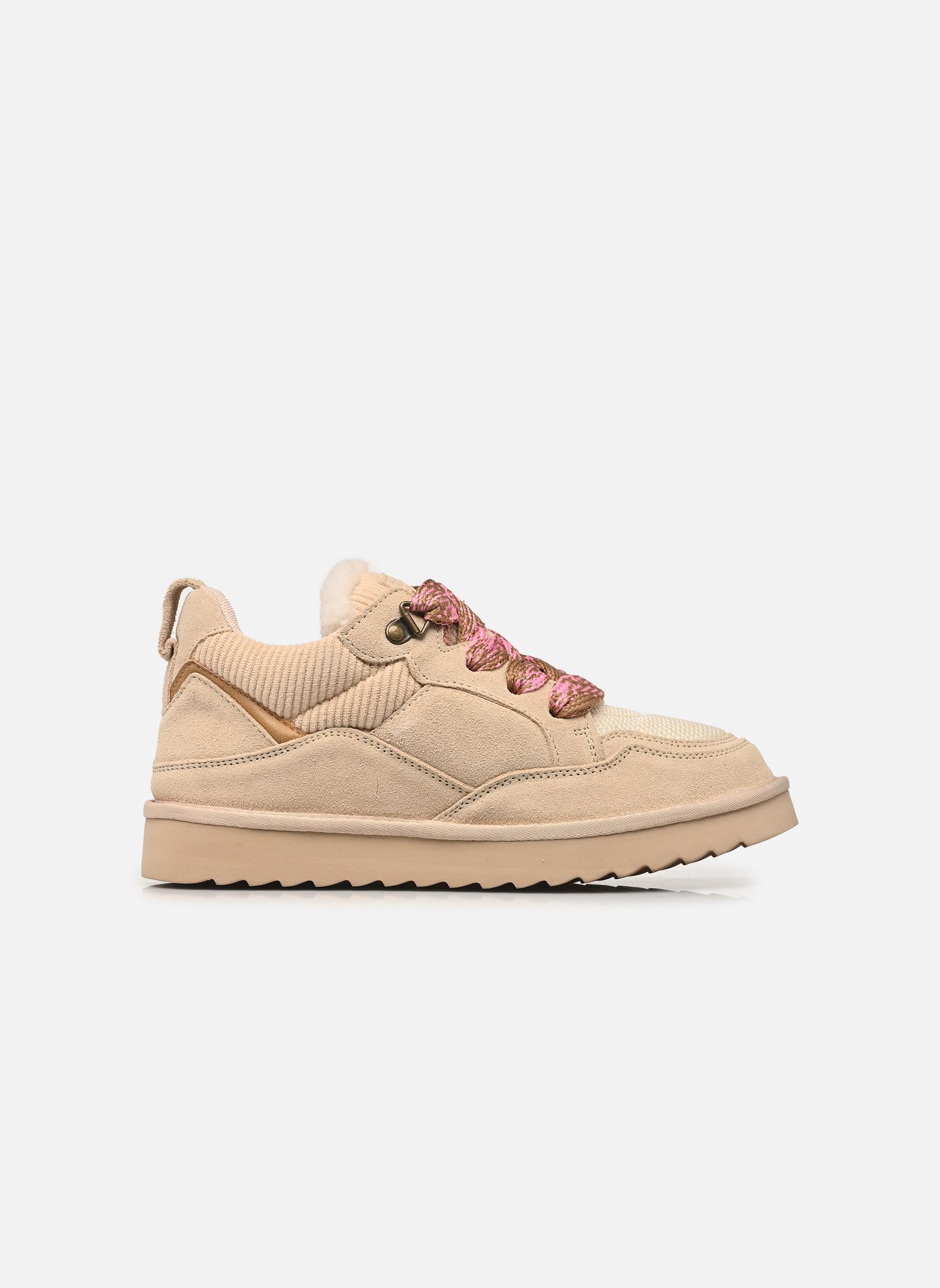 Baskets Cow suede sneaker maxi laces femme beige Colors of California Baskets Cow suede sneaker maxi laces femme beige OATMEAL