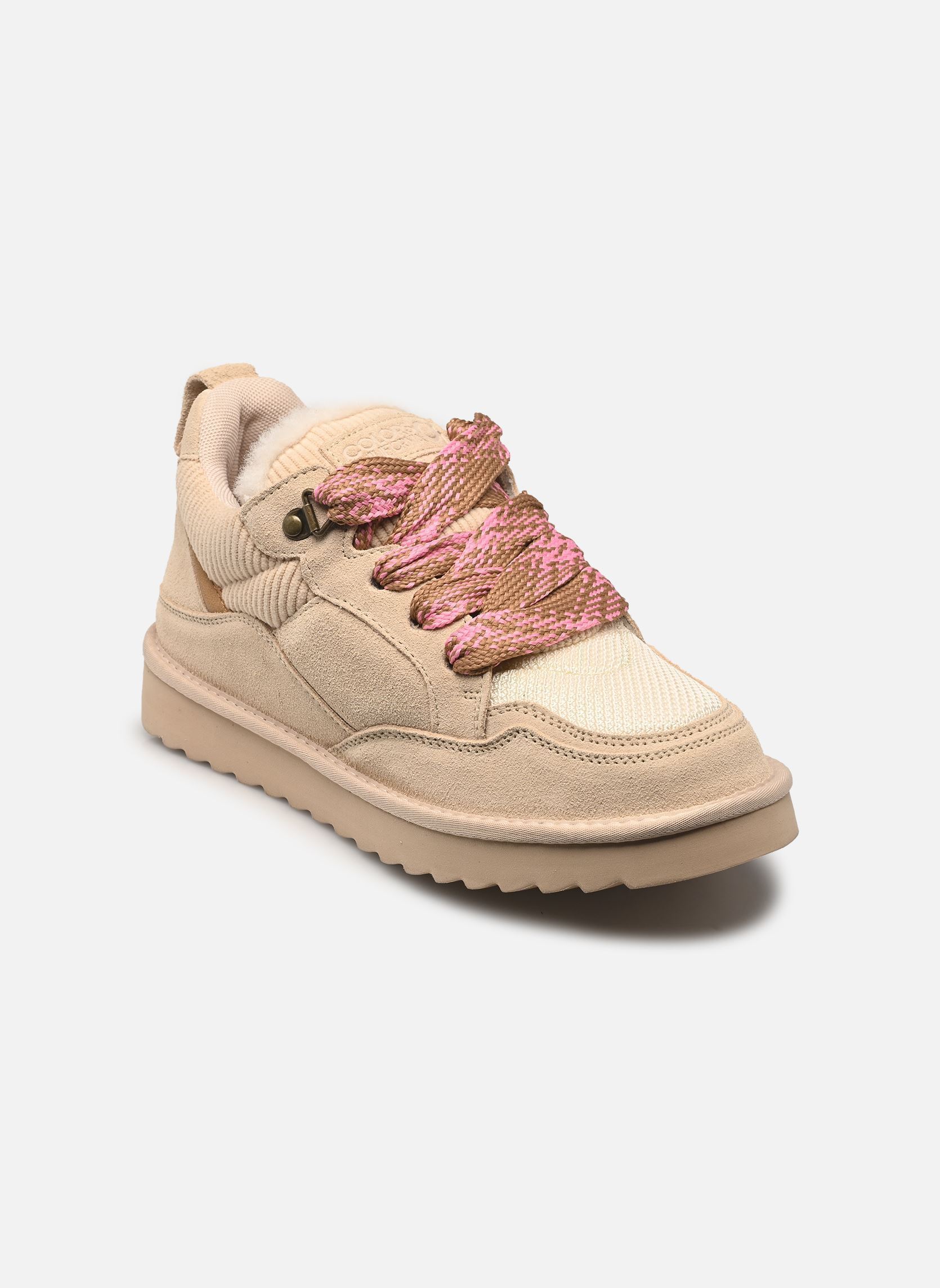 Baskets Cow suede sneaker maxi laces femme beige Colors of California Baskets Cow suede sneaker maxi laces femme beige OATMEAL
