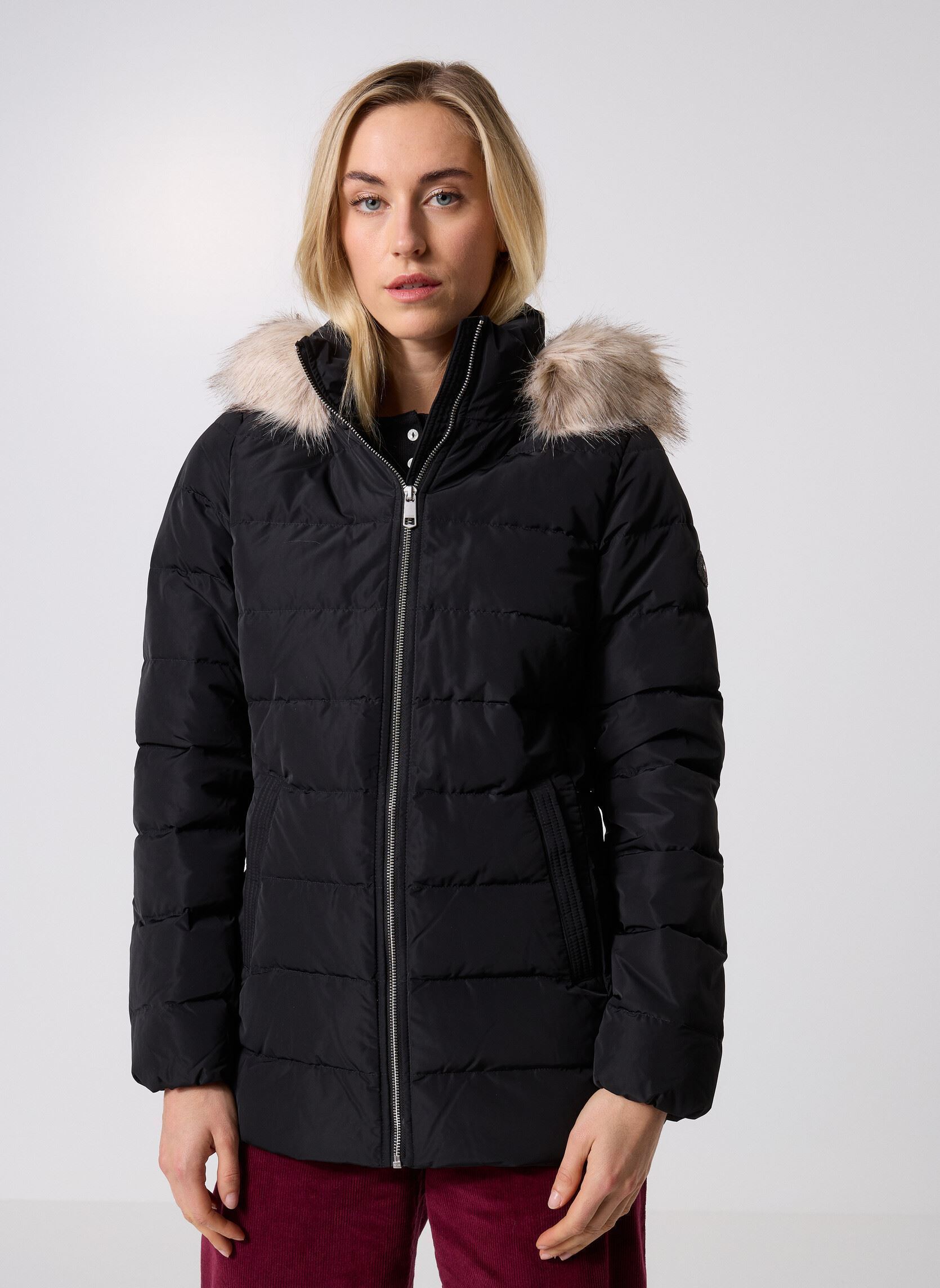 Doudoune droite fourrure signature - vue 2