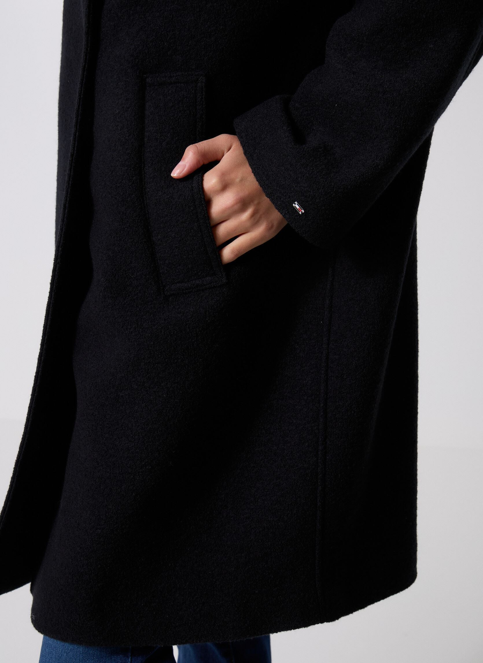 Manteaux Wool Texture Reg Fun WW0WW47372 femme noir Tommy Hilfiger Manteaux Wool Texture Reg Fun WW0WW47372 femme noir BLACK