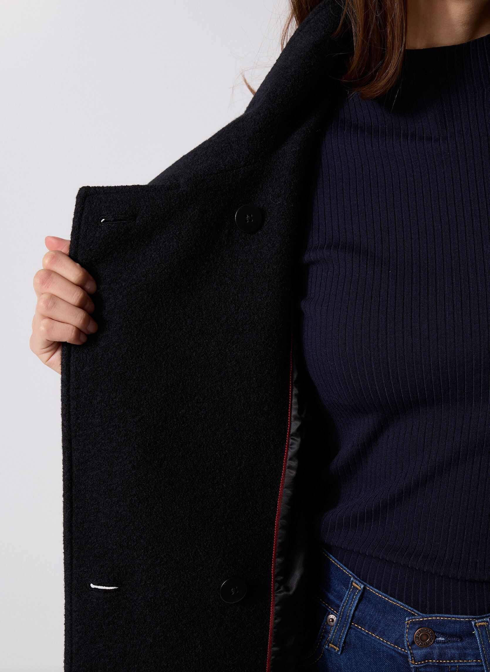 Manteaux Wool Texture Reg Fun WW0WW47372 femme noir Tommy Hilfiger Manteaux Wool Texture Reg Fun WW0WW47372 femme noir BLACK