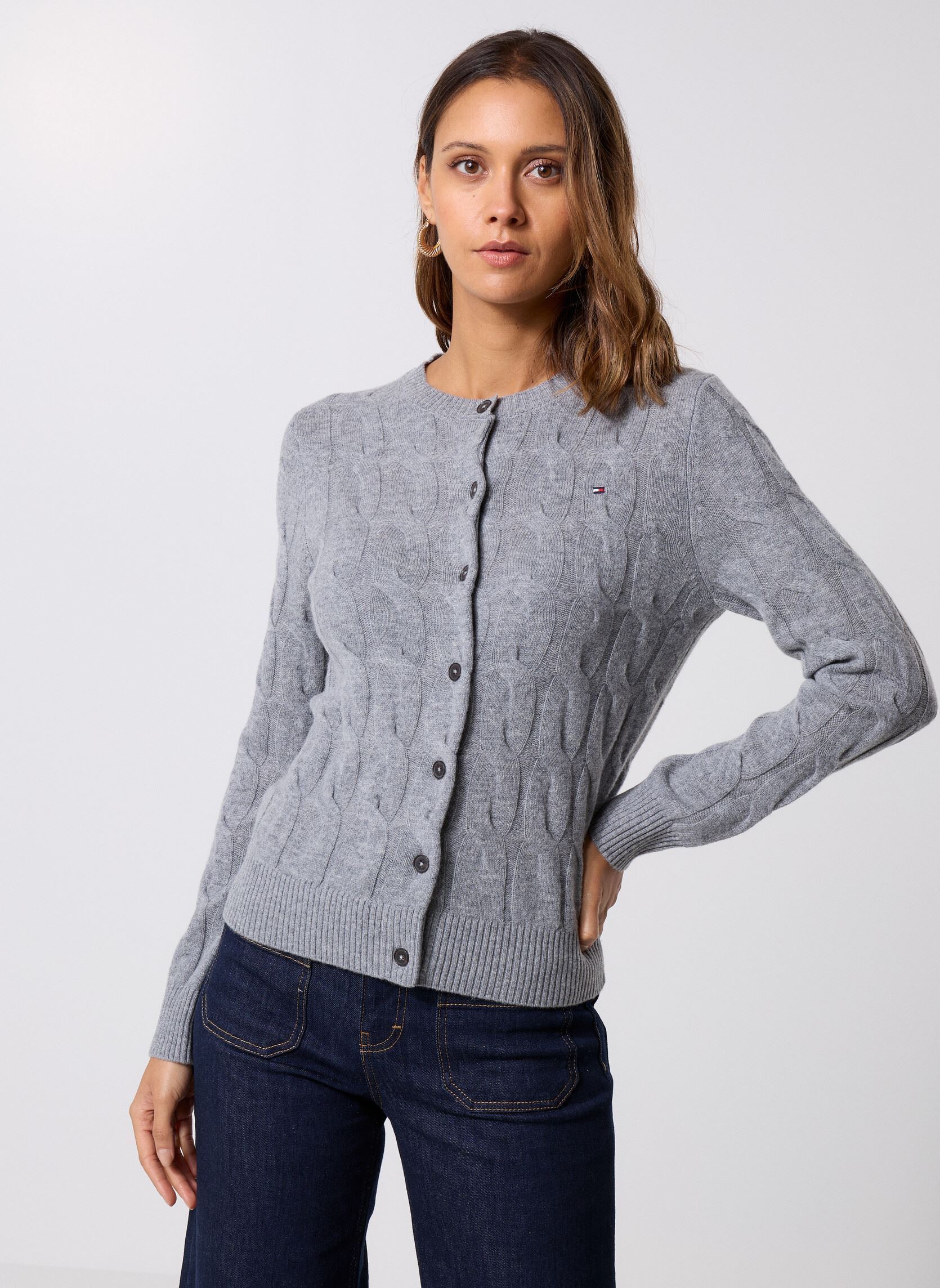 Vêtements Tommy Hilfiger Soft Wool Cable C Nk WW0WW47463 pour Femme