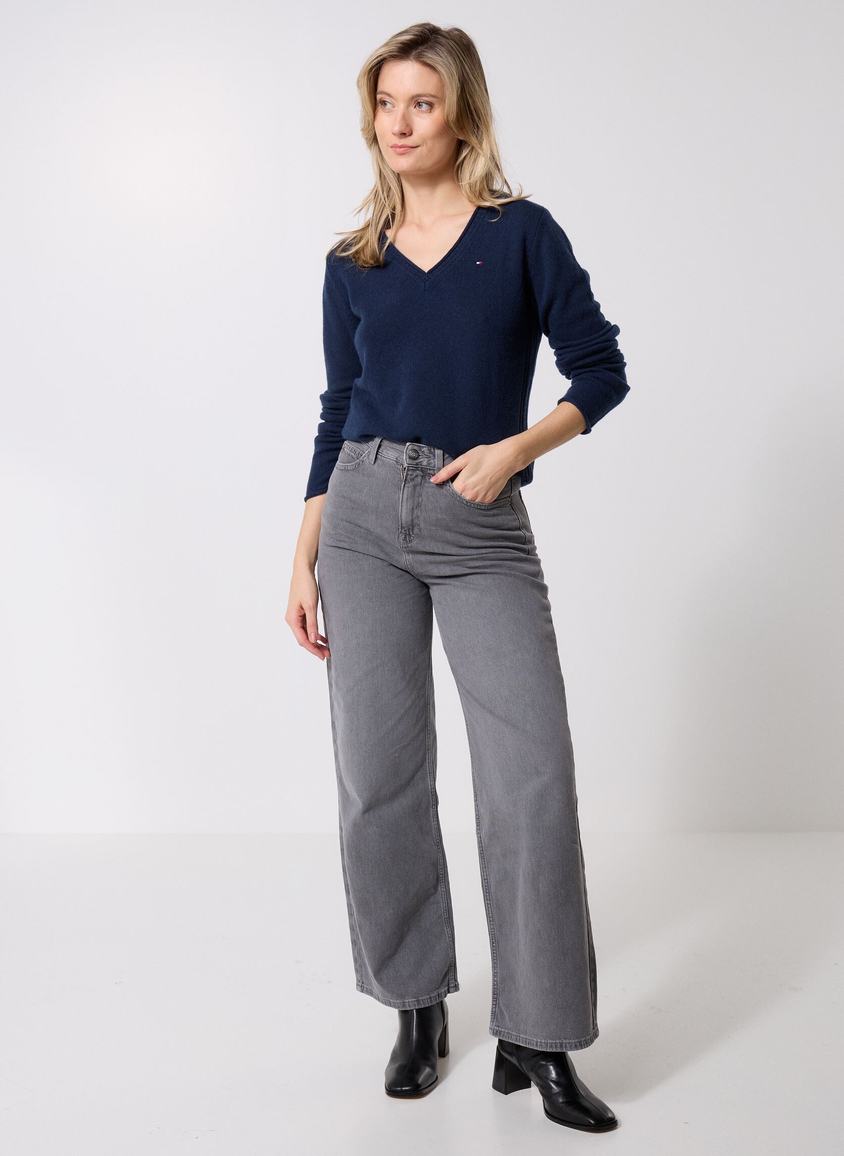 Pullover Soft Wool V-Nk Sweat WW0WW43505C1G damen blau Tommy Hilfiger Pullover Soft Wool V-Nk Sweat WW0WW43505C1G damen blau BLUE