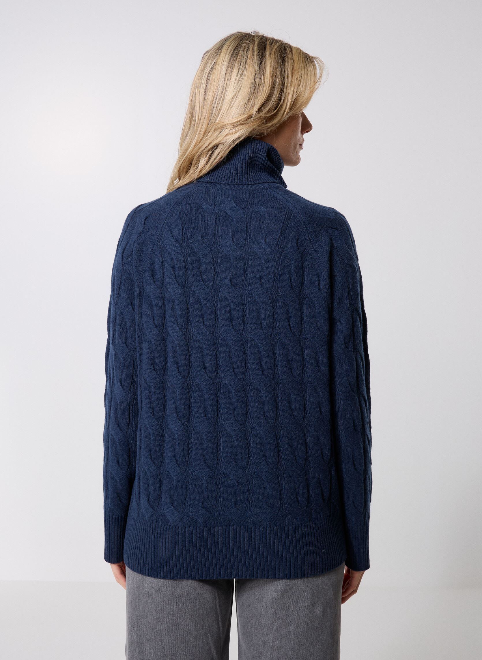 Pullover Soft Wool Cable Roll WW0WW46791 damen blau Tommy Hilfiger Pullover Soft Wool Cable Roll WW0WW46791 damen blau BLUE
