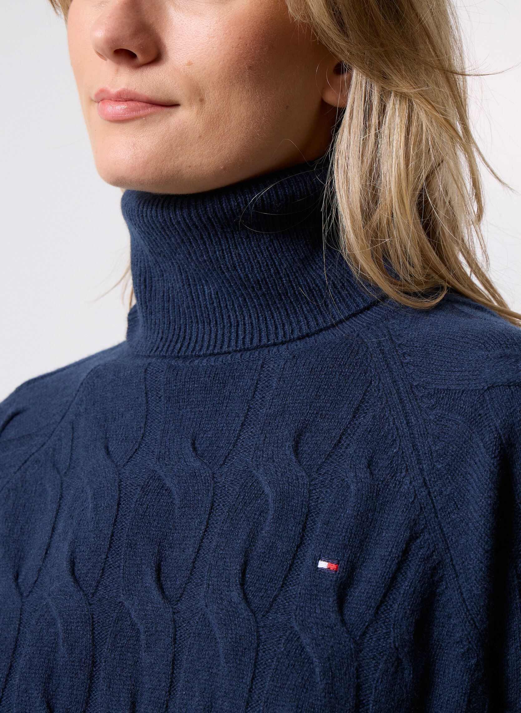 Pullover Soft Wool Cable Roll WW0WW46791 damen blau Tommy Hilfiger Pullover Soft Wool Cable Roll WW0WW46791 damen blau BLUE