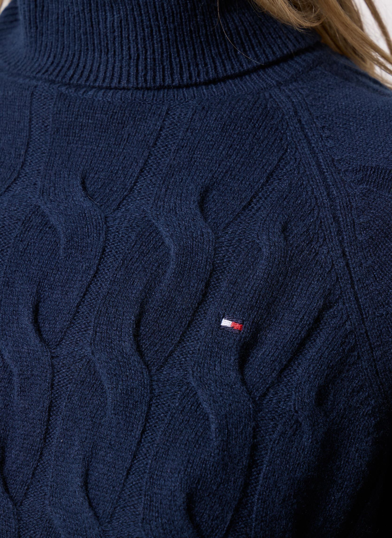 Pullover Soft Wool Cable Roll WW0WW46791 damen blau Tommy Hilfiger Pullover Soft Wool Cable Roll WW0WW46791 damen blau BLUE
