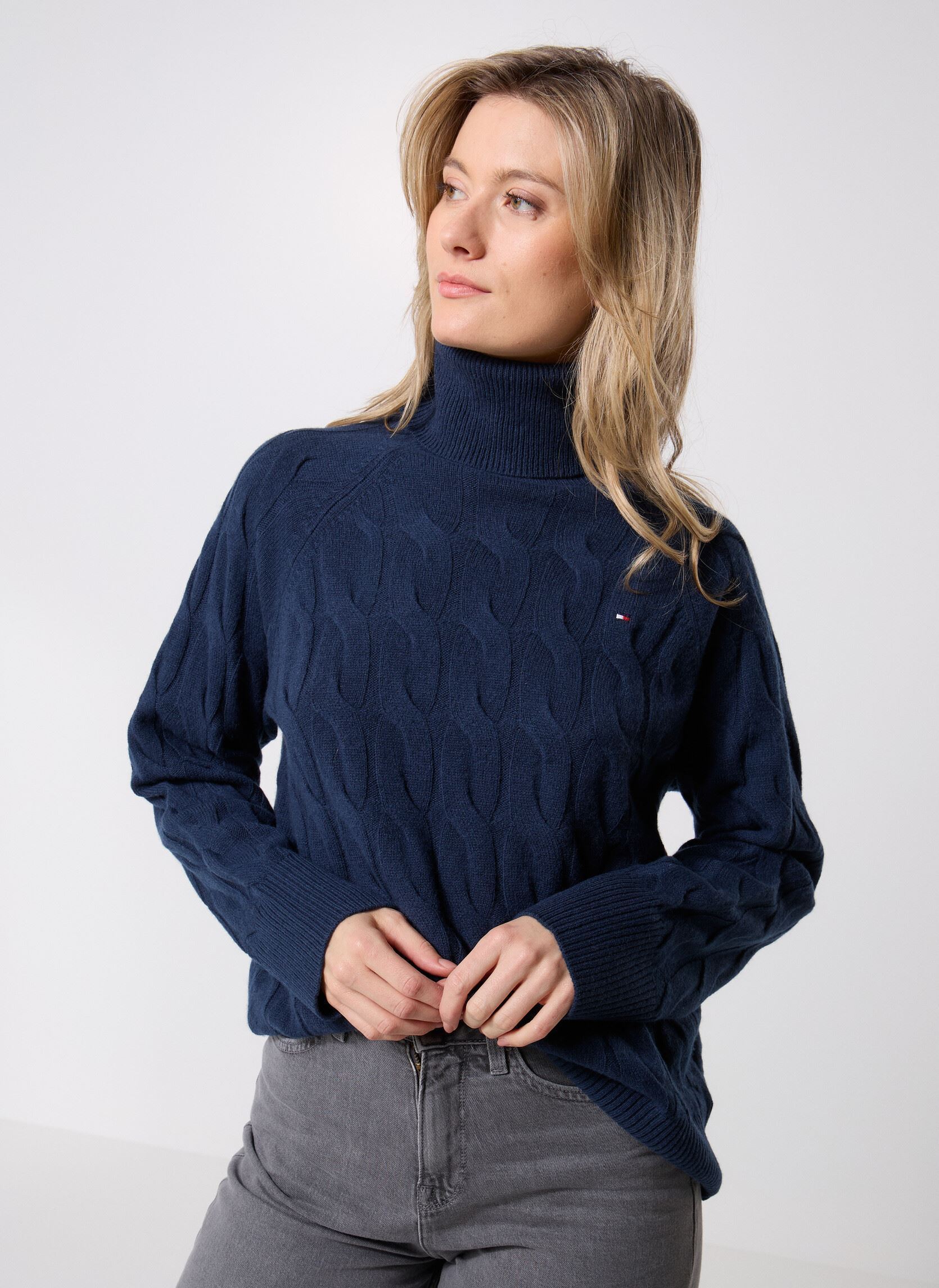 Vêtements Tommy Hilfiger Soft Wool Cable Roll WW0WW46791 pour Femme