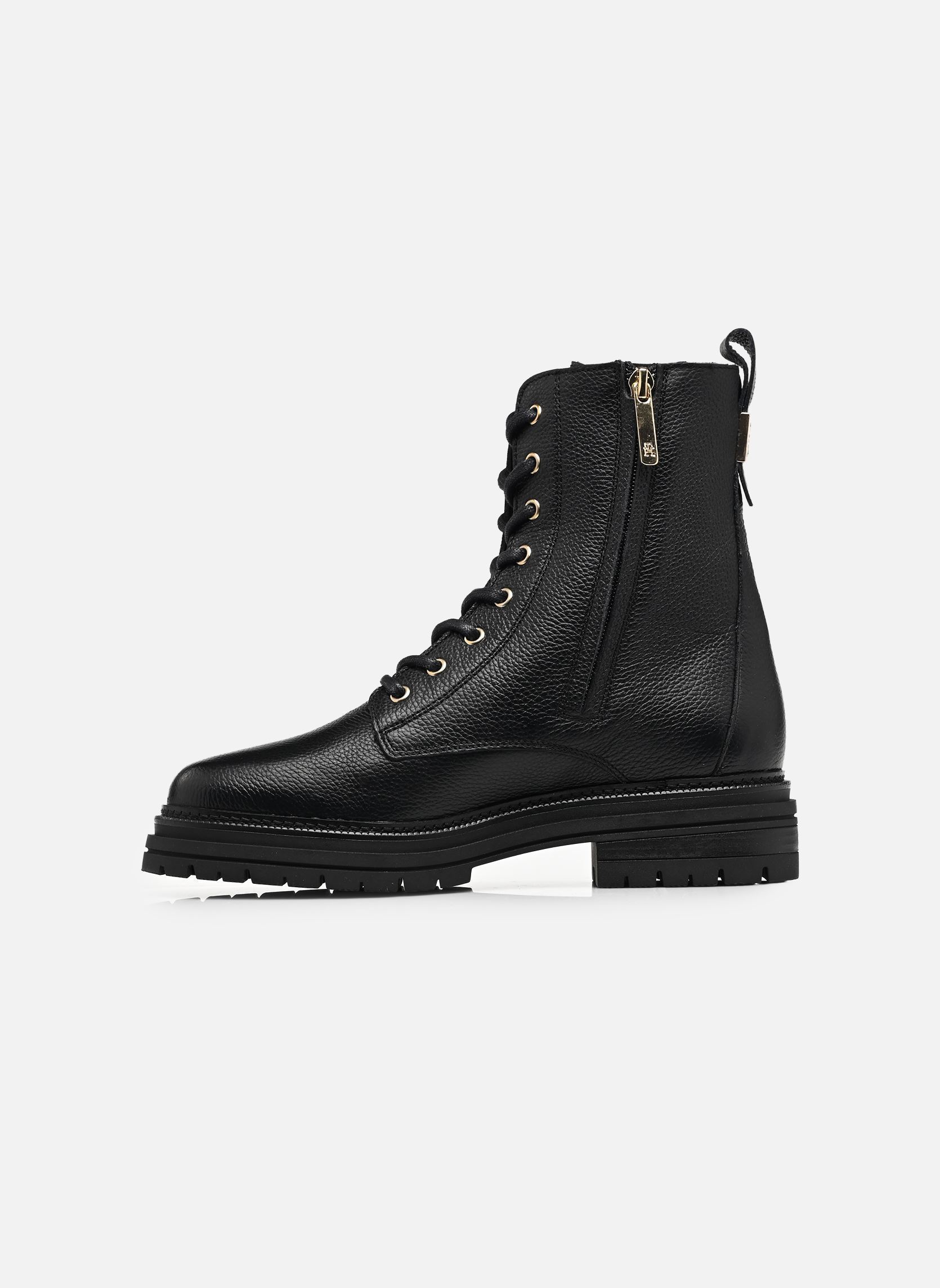 Veterlaarsjes TH PLAQUE PEBBLE LAC dames zwart Tommy Hilfiger Veterlaarsjes TH PLAQUE PEBBLE LAC dames zwart BLACK