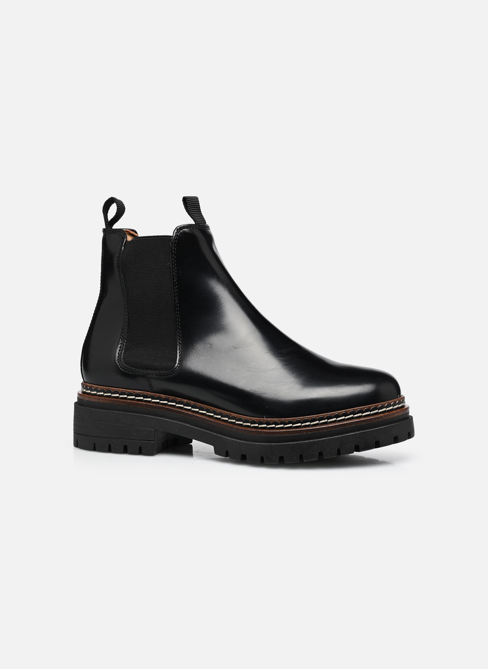 Bottines et boots PERNILLE femme noir Odaje Bottines et boots PERNILLE femme noir CUIR BOX NOIR