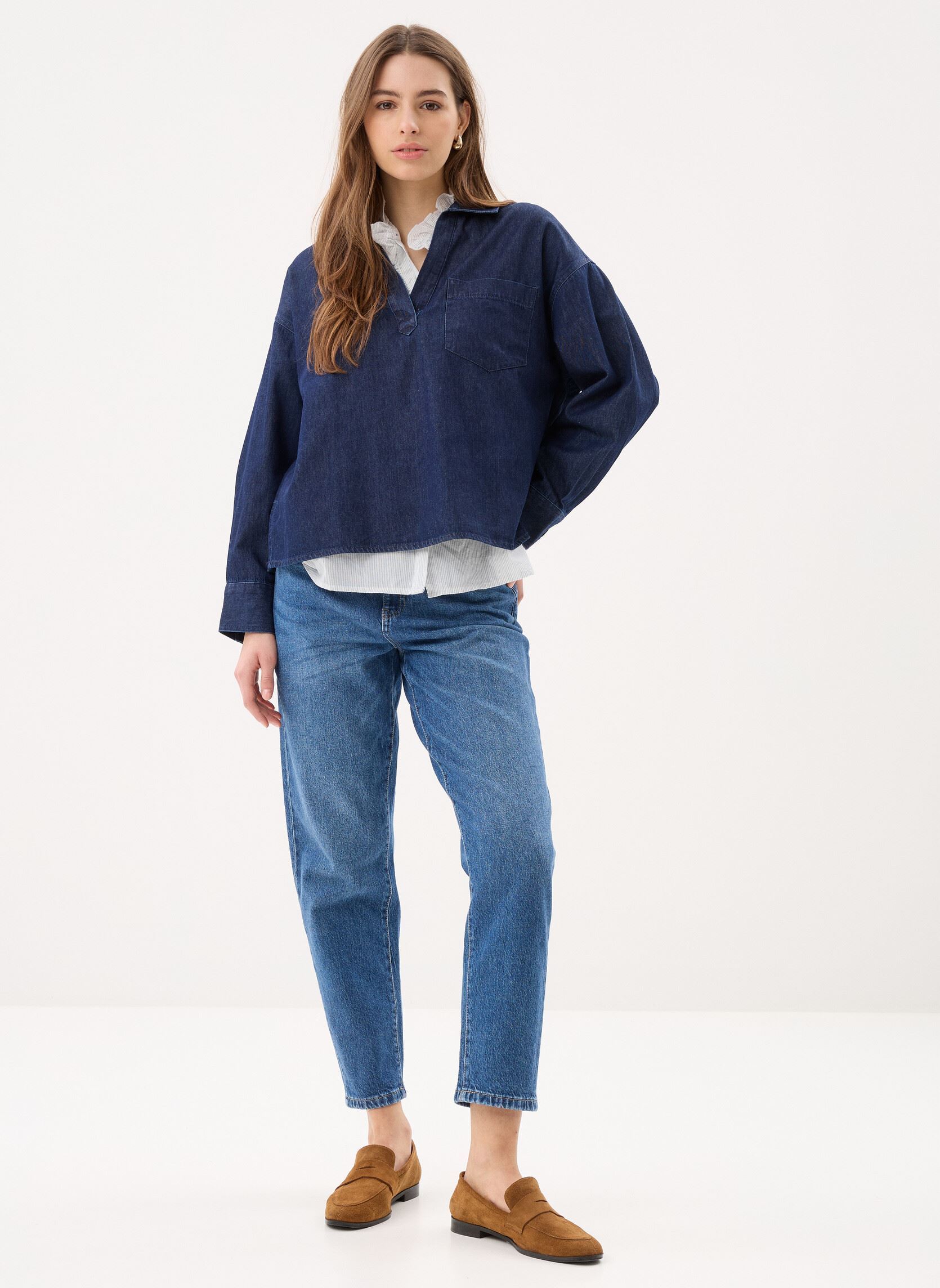 Blouses met lange mouwen CHEVAREUSE-DENIM dames blauw Georgia Rose Blouses met lange mouwen CHEVAREUSE-DENIM dames blauw DENIM STONE