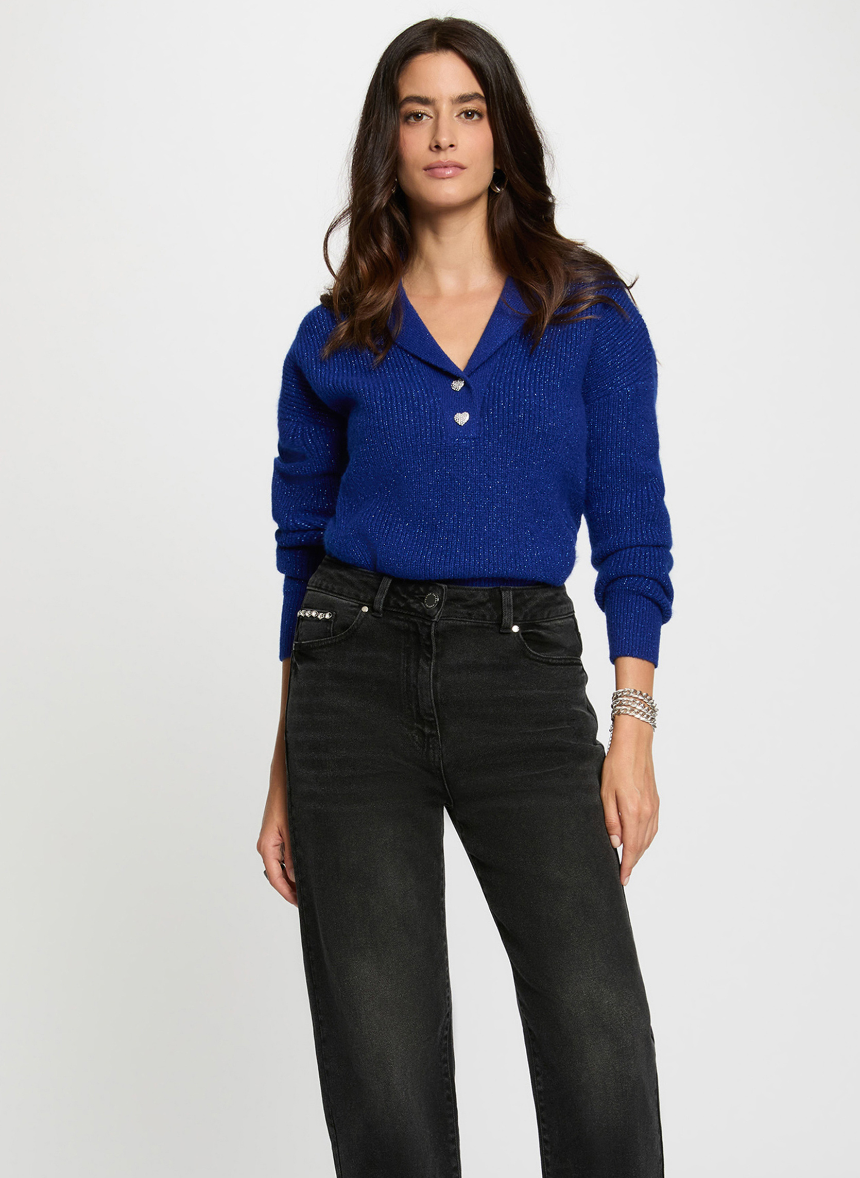 Top Peter Hahn - Col Rond Bleu - Taille 38 - Femme - Neuf Avec Étiquettes