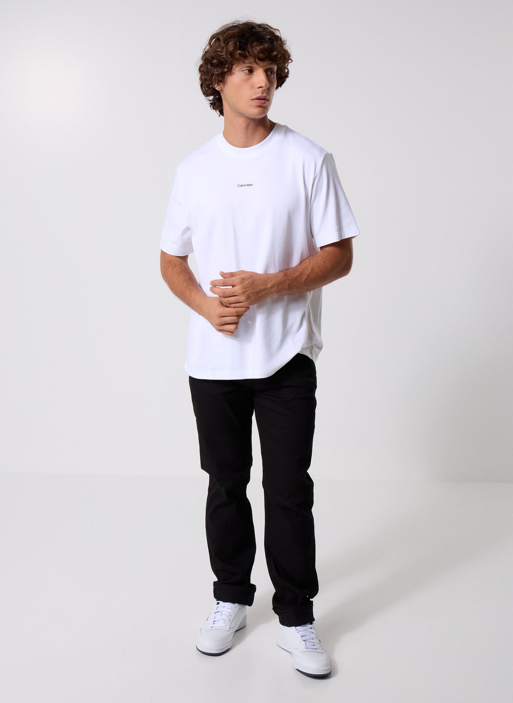 Kurzarm-T-Shirts Ss Stretch Pique Nano Easy Tee herren weiß Calvin Klein Kurzarm-T-Shirts Ss Stretch Pique Nano Easy Tee herren weiß BRIGHT WHITE