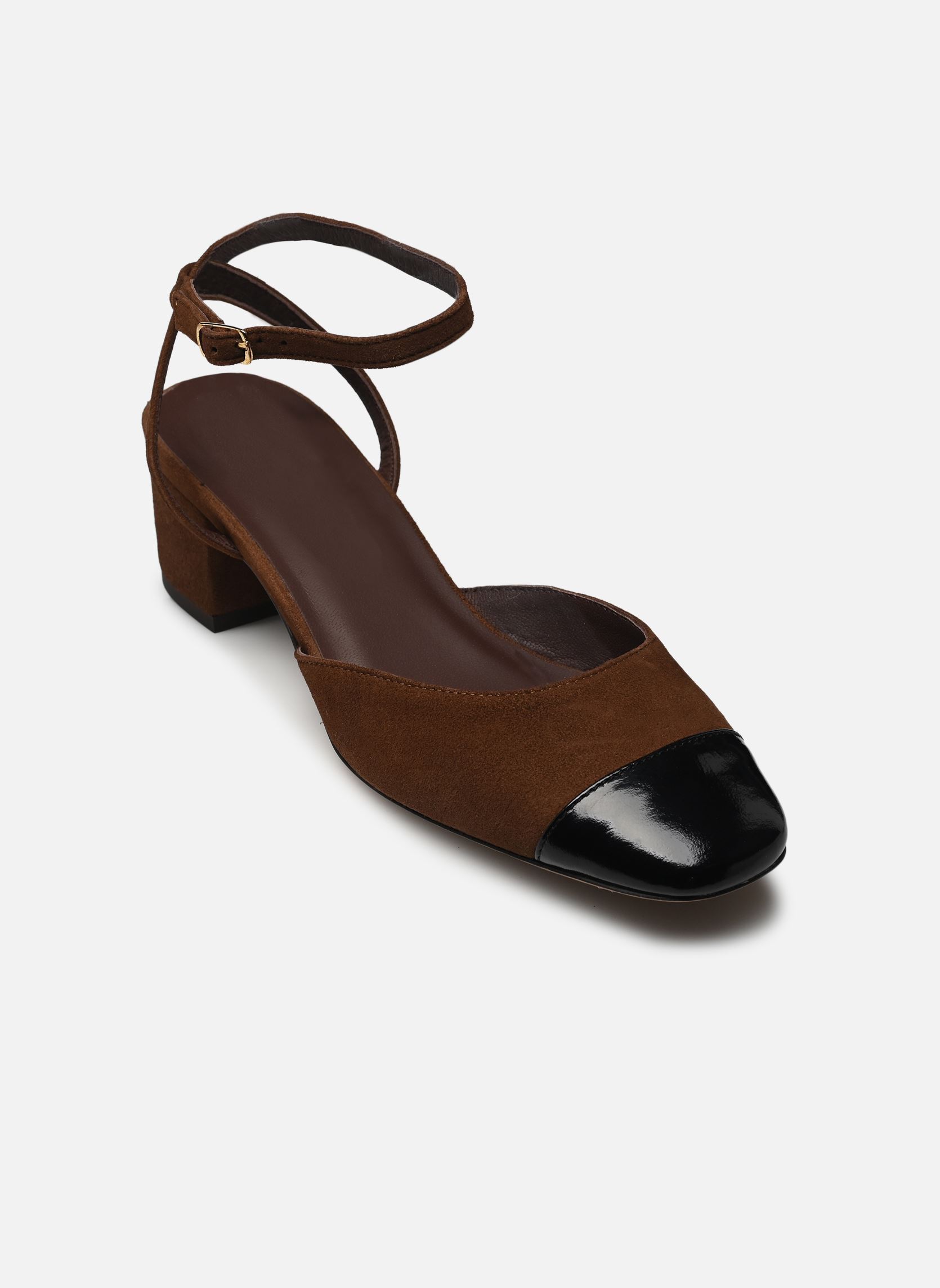 Pumps mit Riemchen Babies n°429 - Suède / Cuir vernis - Noi damen braun Rivecour Pumps mit Riemchen Babies n°429 - Suède / Cuir vernis - Noi damen braun NOISETTE