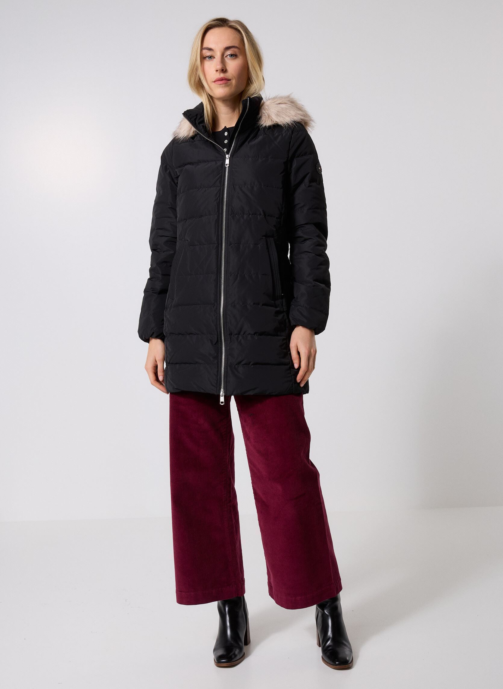 Gewatteerde jassen Mw Down Slim Coat Wi WW0WW47540 dames zwart Tommy Hilfiger Gewatteerde jassen Mw Down Slim Coat Wi WW0WW47540 dames zwart BLACK