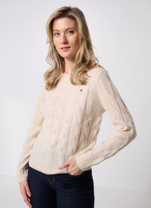 Tommy Hilfiger Pulls Soft Wool Cable C-Nk WW0WW43586ADK femme blanc