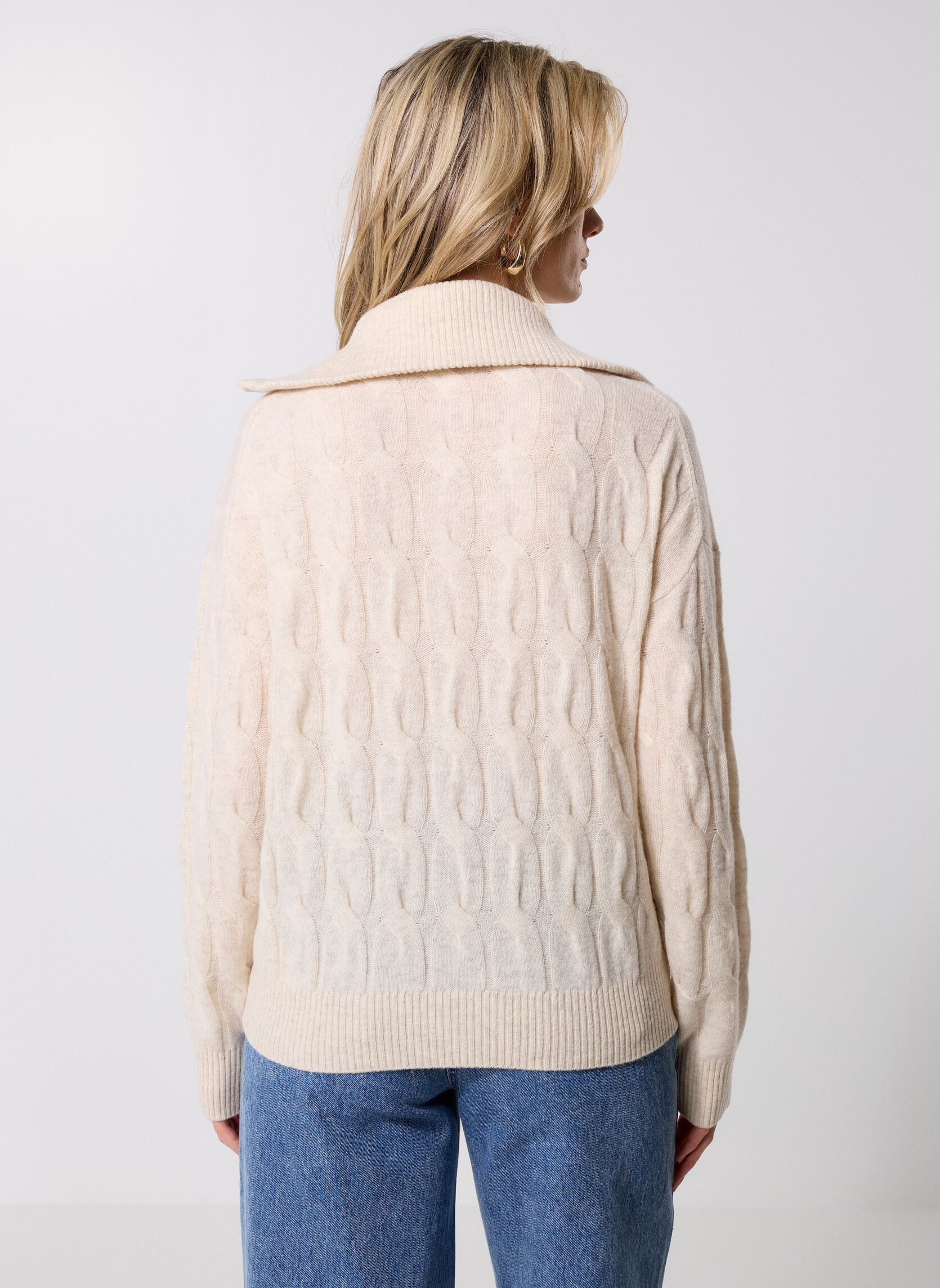 Pulls Soft Wool Cable 1/2 WW0WW46425 femme blanc Tommy Hilfiger Pulls Soft Wool Cable 1/2 WW0WW46425 femme blanc BEIGE