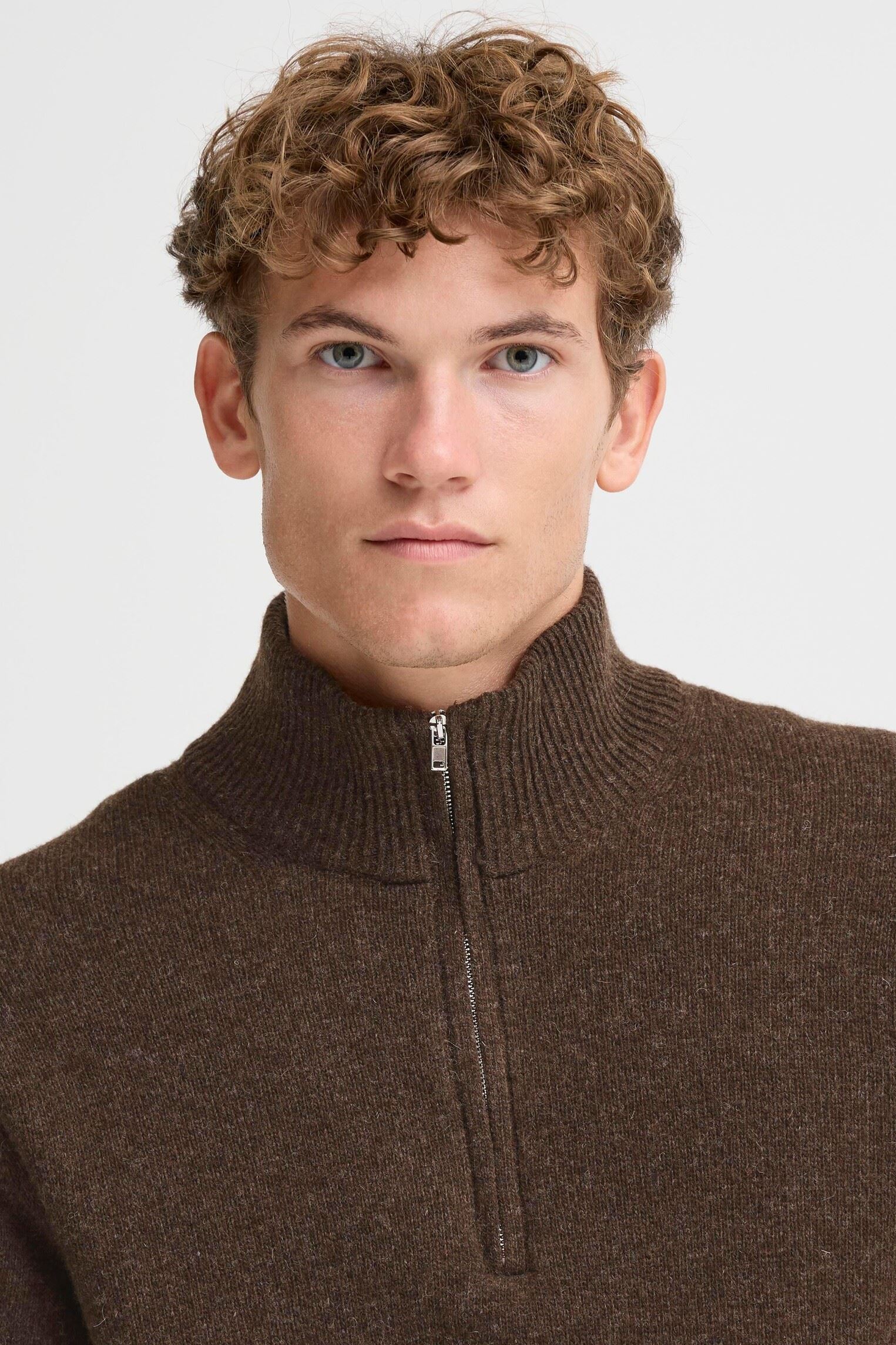 Pullover Cfkarl Halfzip Lambswool Knit herren braun Casual Friday Pullover Cfkarl Halfzip Lambswool Knit herren braun DEMITASSE MELANGE