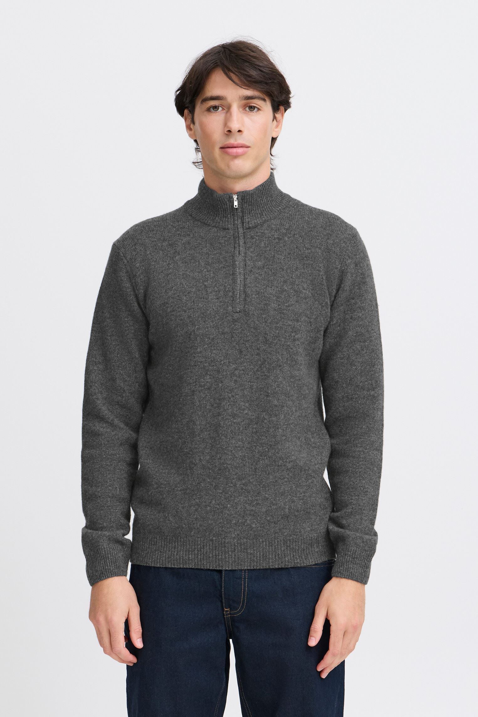 Pulls Cfkarl Halfzip Lambswool Knit homme gris Casual Friday Pulls Cfkarl Halfzip Lambswool Knit homme gris PEWTER MIX