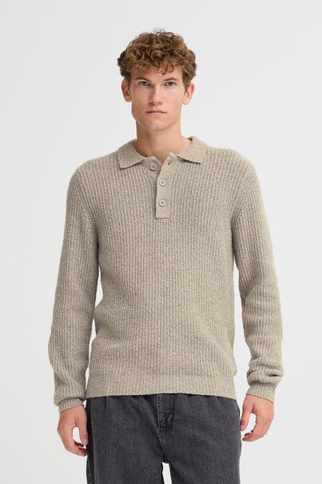 Casual Friday Polos manches courtes Cfgahn 1X1 Rib Polo Knit homme gris