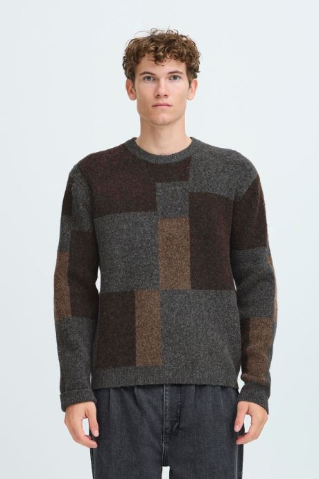Casual Friday Pulls Cfwiren Geometric Knit homme marron