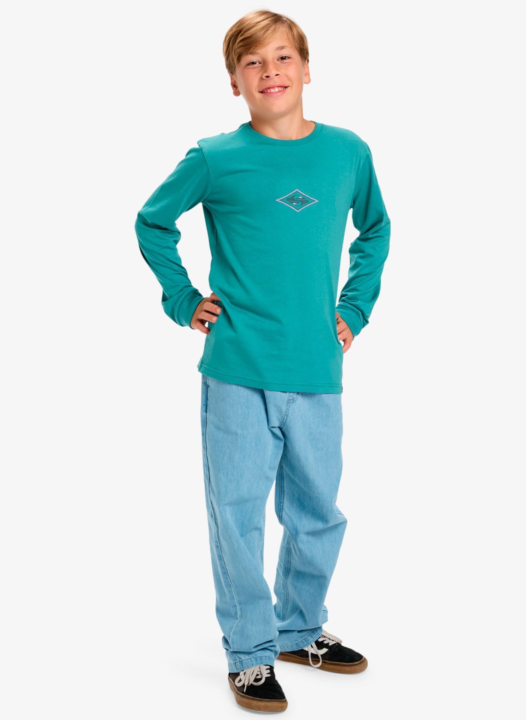 Tee-shirts manches longues Ev Swell Ovation Ls Youth garçon bleu Quiksilver Tee-shirts manches longues Ev Swell Ovation Ls Youth garçon bleu Deep sea