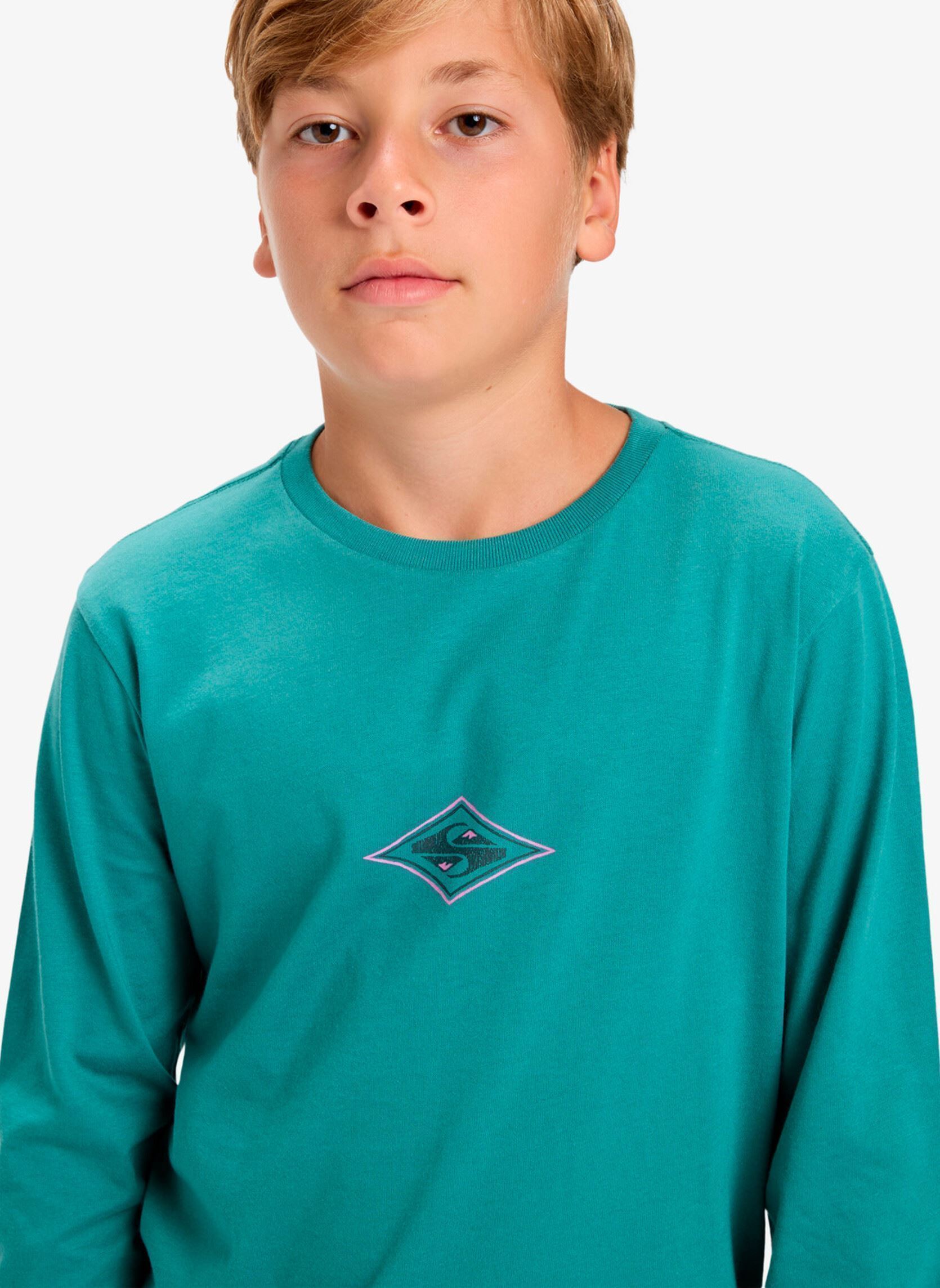 Tee-shirts manches longues Ev Swell Ovation Ls Youth garçon bleu Quiksilver Tee-shirts manches longues Ev Swell Ovation Ls Youth garçon bleu Deep sea