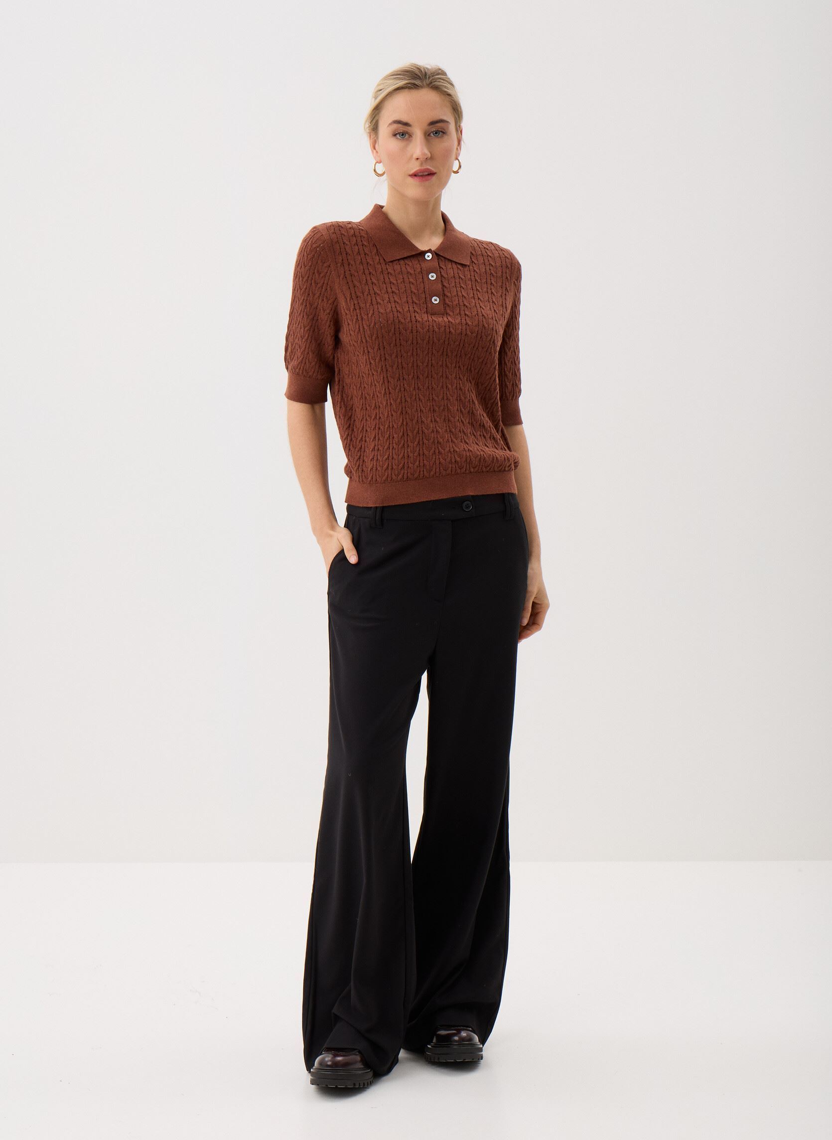 Truien POLO-TEXTURE dames bruin Georgia Rose Truien POLO-TEXTURE dames bruin CAPUCCINO