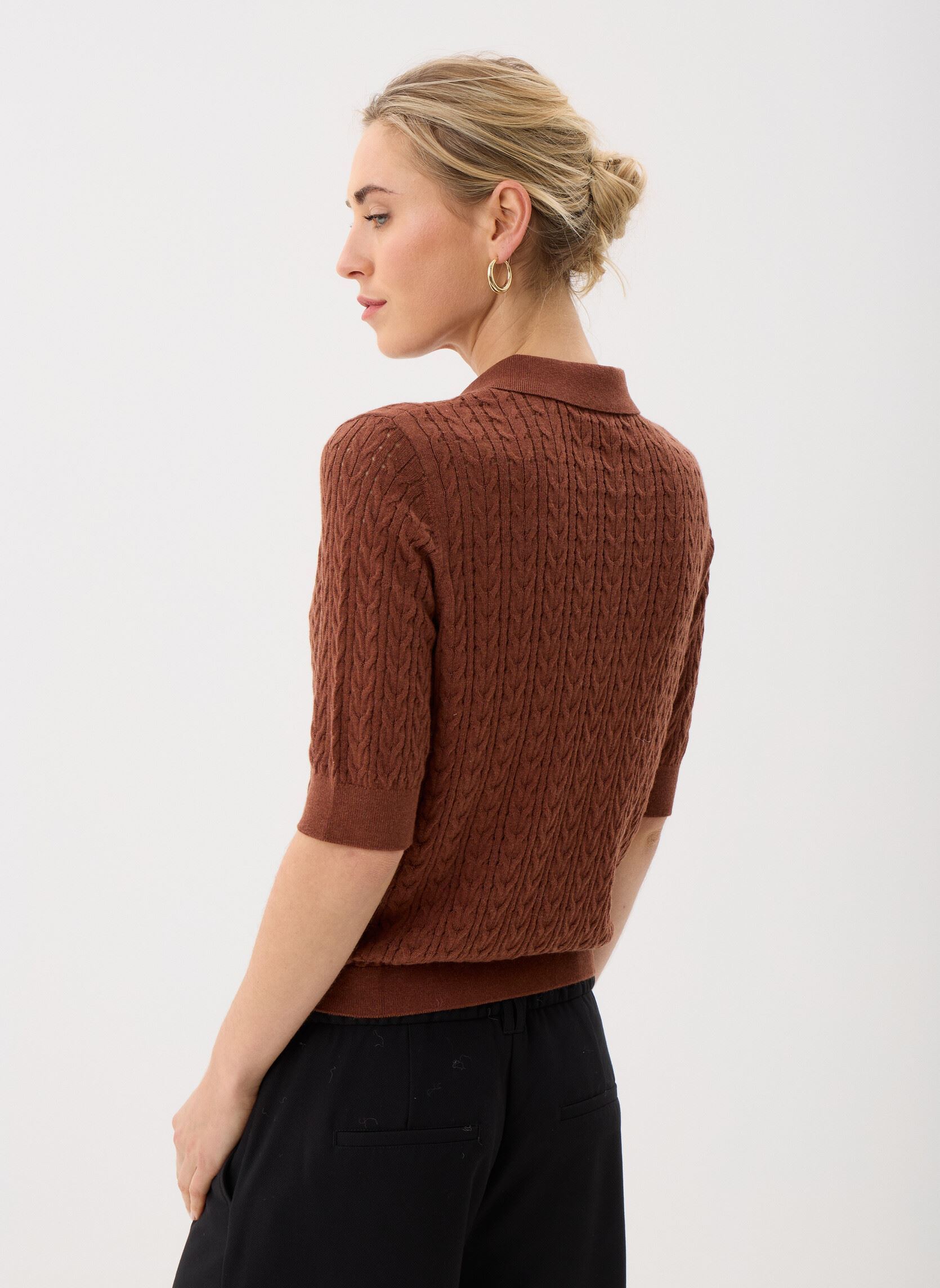 Truien POLO-TEXTURE dames bruin Georgia Rose Truien POLO-TEXTURE dames bruin CAPUCCINO