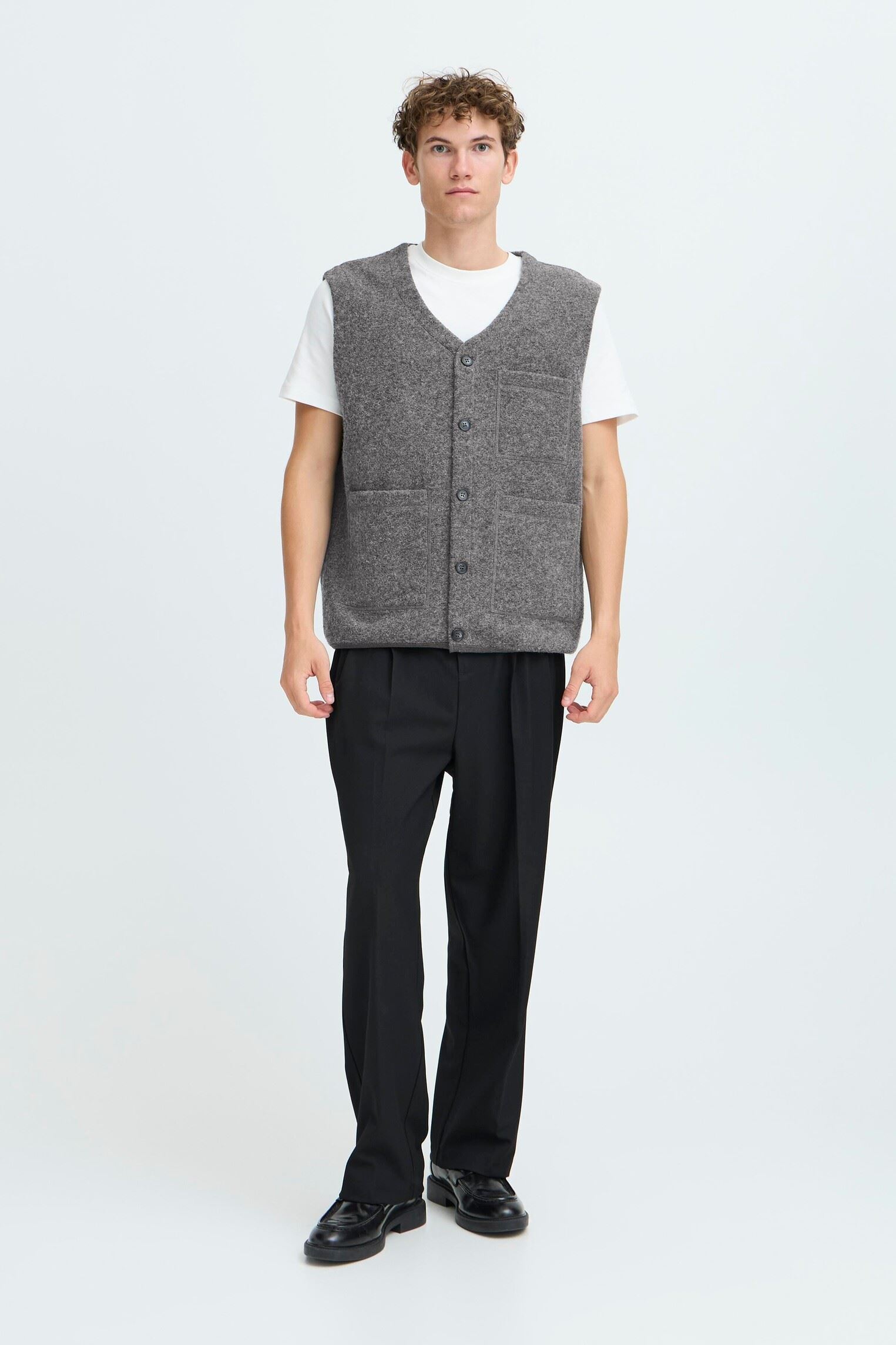 Vesten Cfraf 0218 Wool Fleece Gillet heren grijs Casual Friday Vesten Cfraf 0218 Wool Fleece Gillet heren grijs MID GREY MELANGE