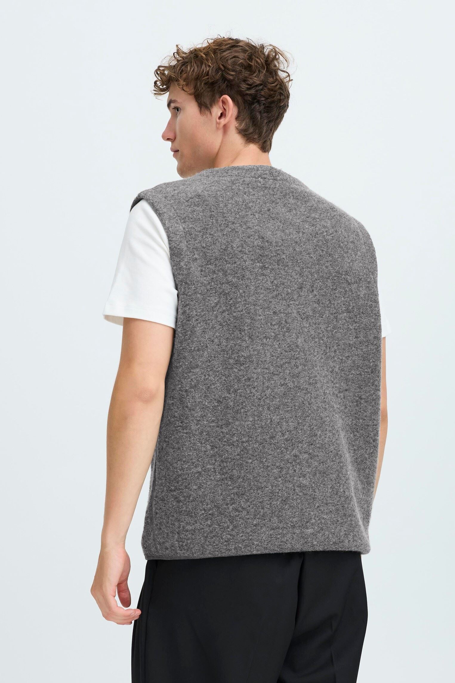 Vesten Cfraf 0218 Wool Fleece Gillet heren grijs Casual Friday Vesten Cfraf 0218 Wool Fleece Gillet heren grijs MID GREY MELANGE