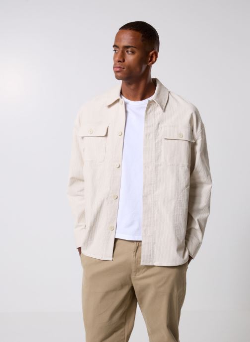Casual Friday Vestes Cfmyles 0228 Corduroy Overshirt homme blanc