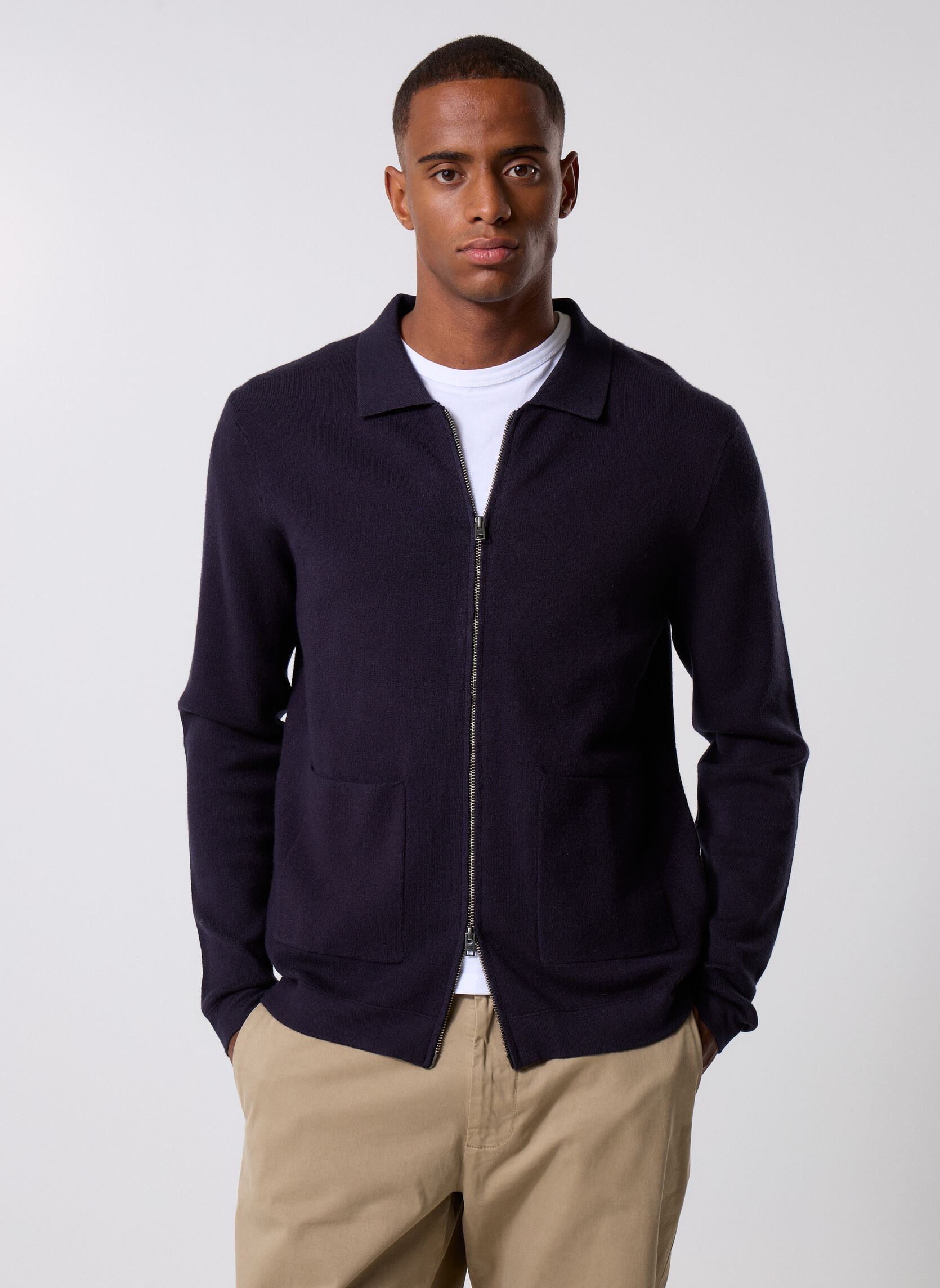 Gilets Cfclaes 0224 Knitted Zipper Cardigan homme bleu Casual Friday Gilets Cfclaes 0224 Knitted Zipper Cardigan homme bleu DARK NAVY MELANGE