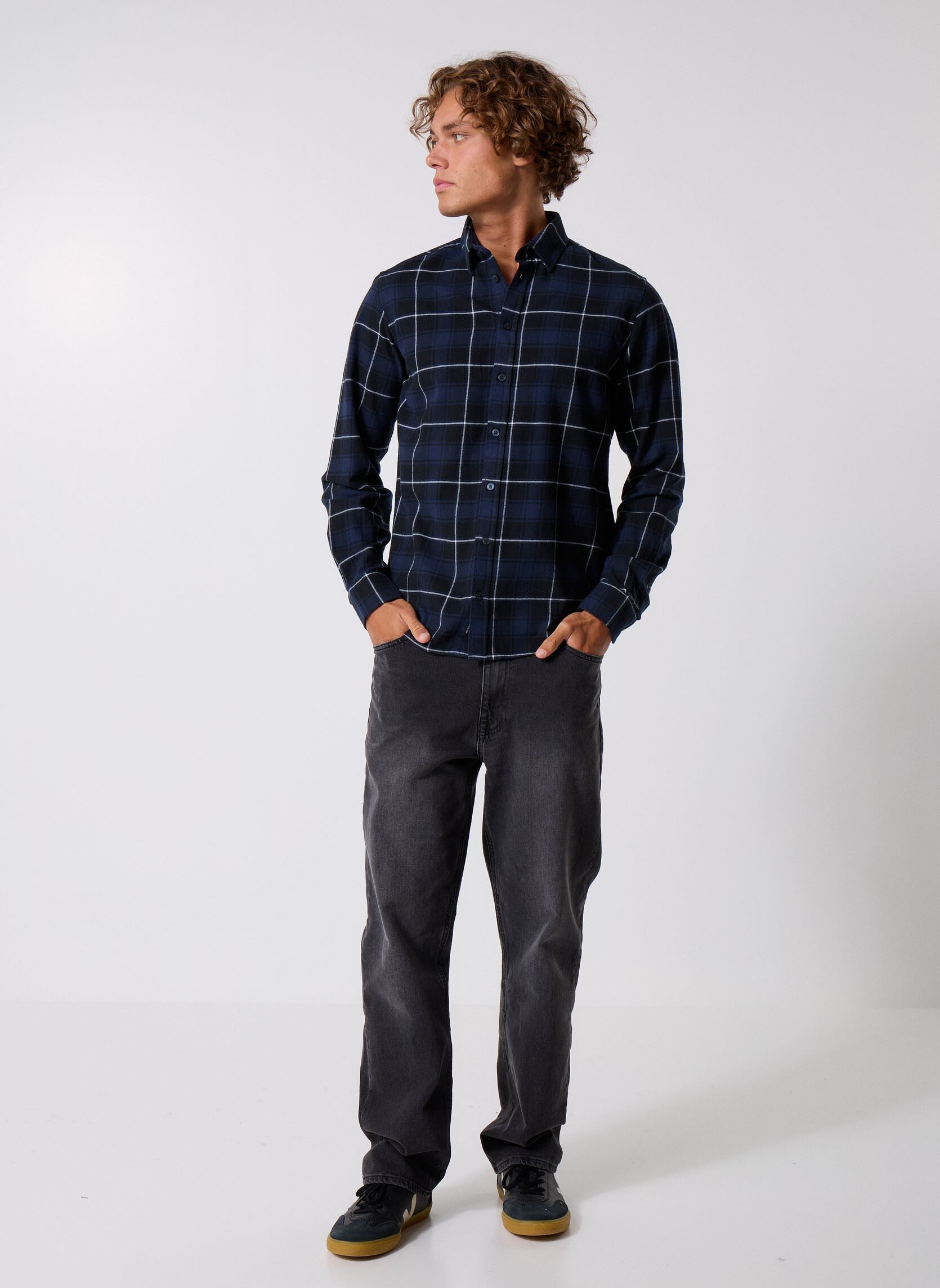 Hemden Cfmace Ls Bu Checked Shirt - Brushed herren blau Casual Friday Hemden Cfmace Ls Bu Checked Shirt - Brushed herren blau NAVY BLAZER