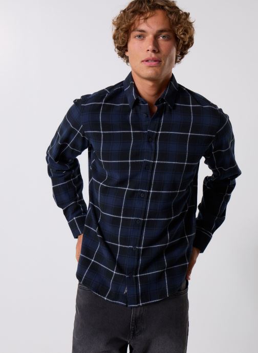Casual Friday Chemises Cfmace Ls Bu Checked Shirt - Brushed homme bleu