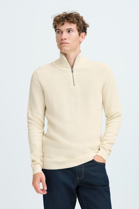 Casual Friday Pulls Cfnoar Structured Halfzip Knit homme blanc
