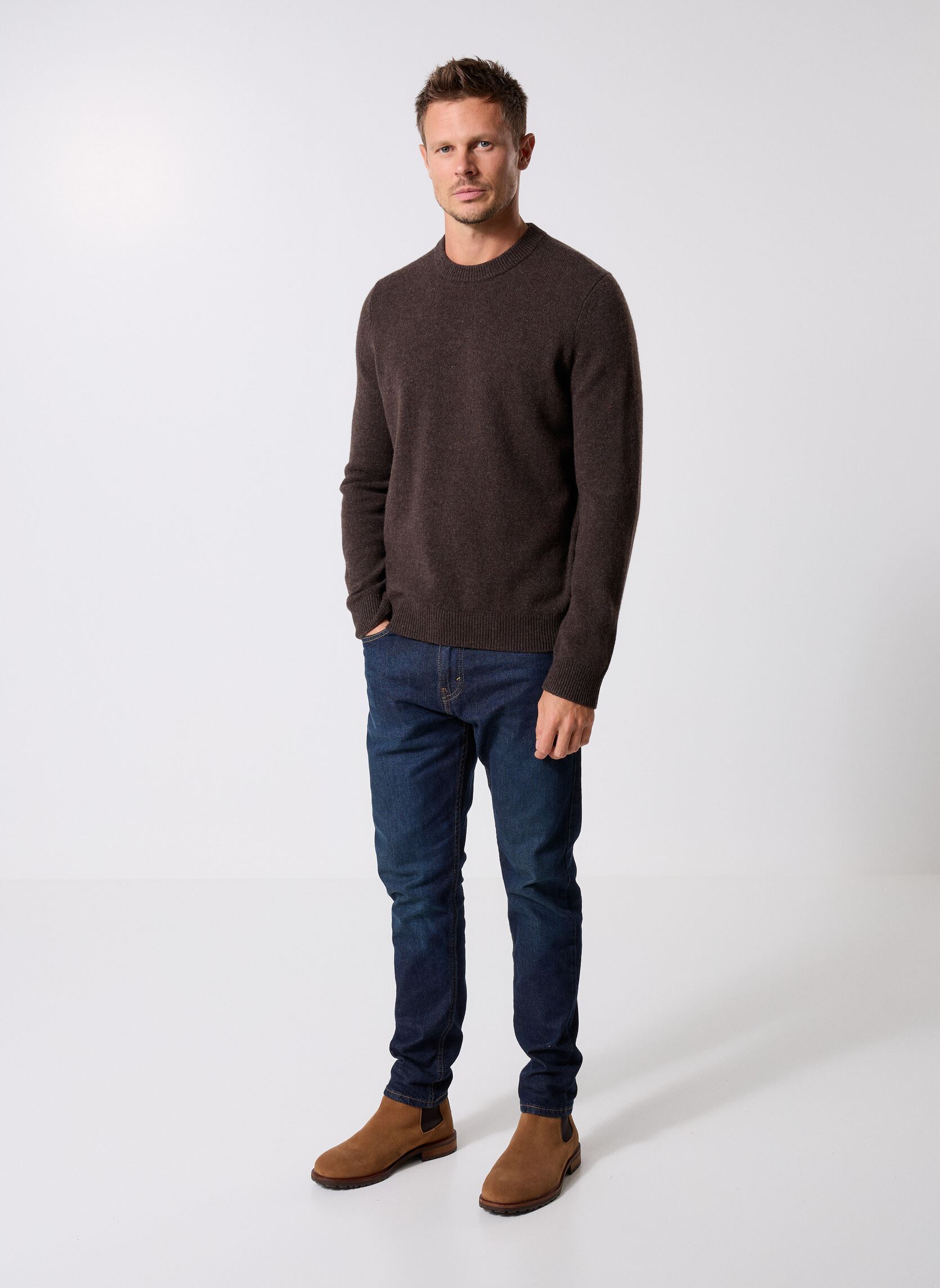 Sweats Isak Knit Sweater 15010 homme marron Samsoe Samsoe Sweats Isak Knit Sweater 15010 homme marron Turkish Coffee