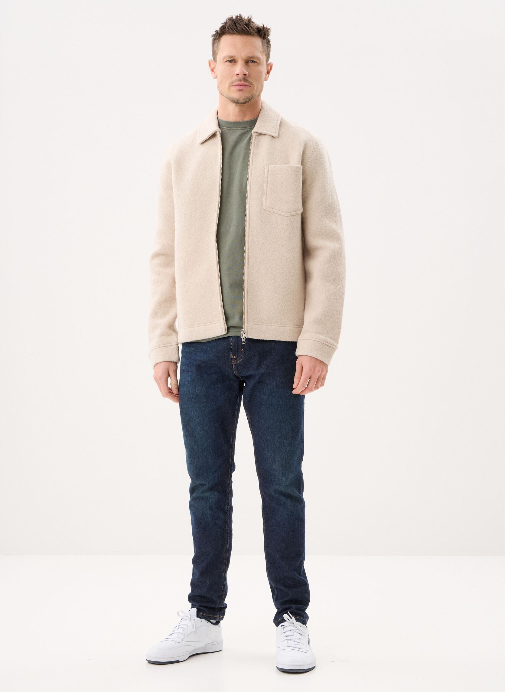 Sweaters met rits Hannes full zip 14612 heren beige Samsoe Samsoe Sweaters met rits Hannes full zip 14612 heren beige Oatmeal