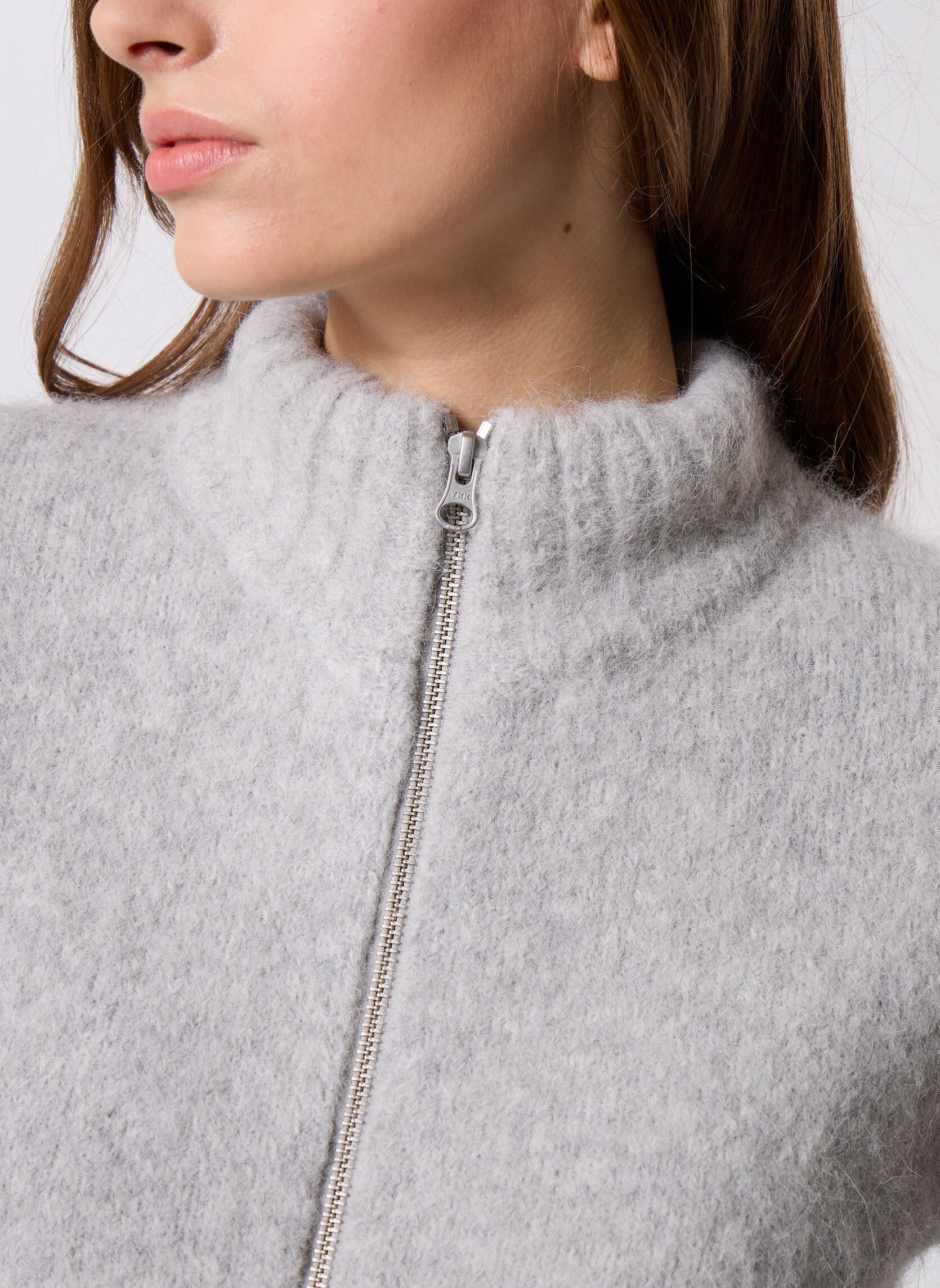 Sweaters met rits Sajeanne cardigan 15425 dames grijs Samsoe Samsoe Sweaters met rits Sajeanne cardigan 15425 dames grijs Light Grey Mel.