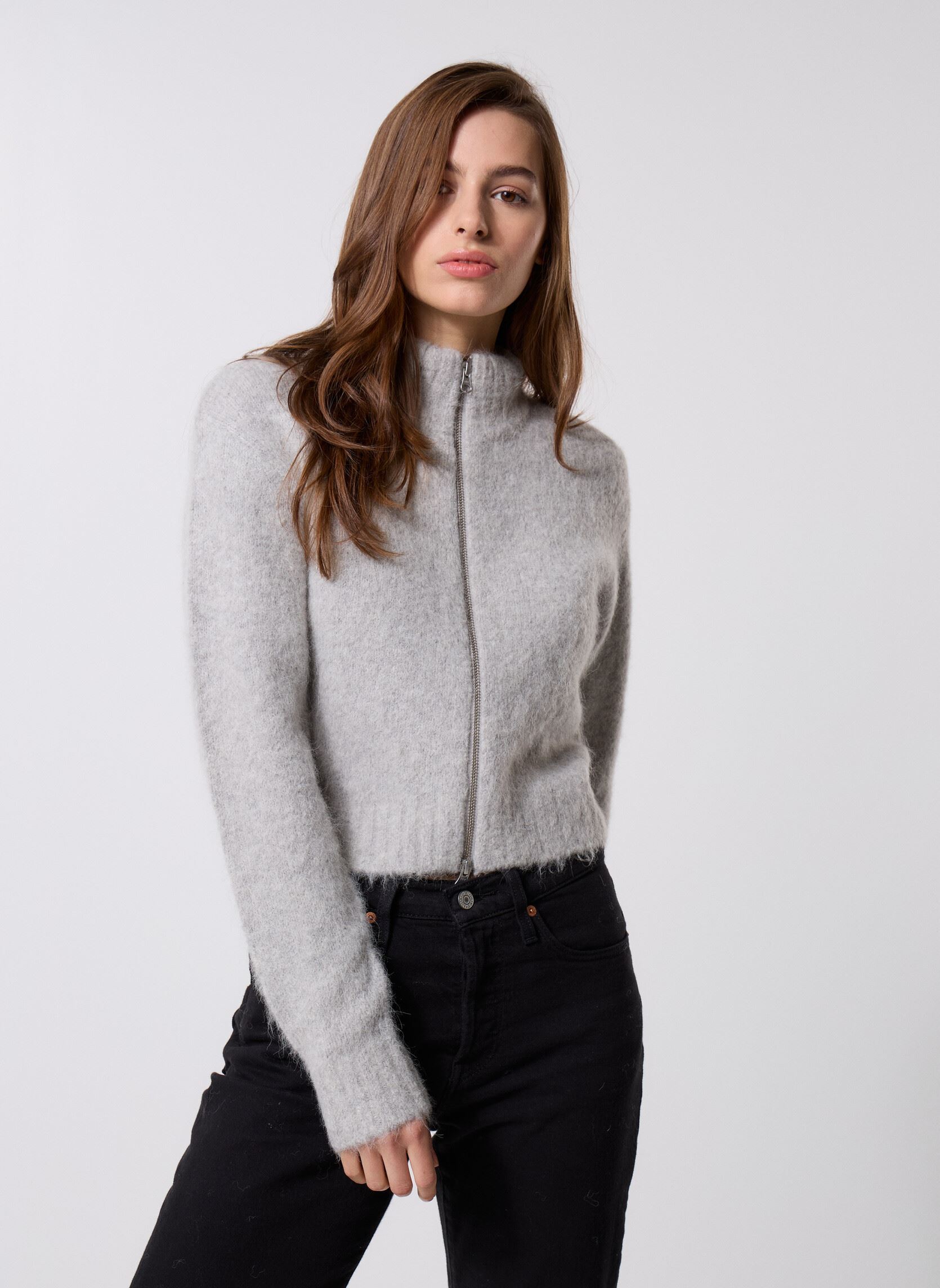 Sweaters met rits Sajeanne cardigan 15425 dames grijs Samsoe Samsoe Sweaters met rits Sajeanne cardigan 15425 dames grijs Light Grey Mel.