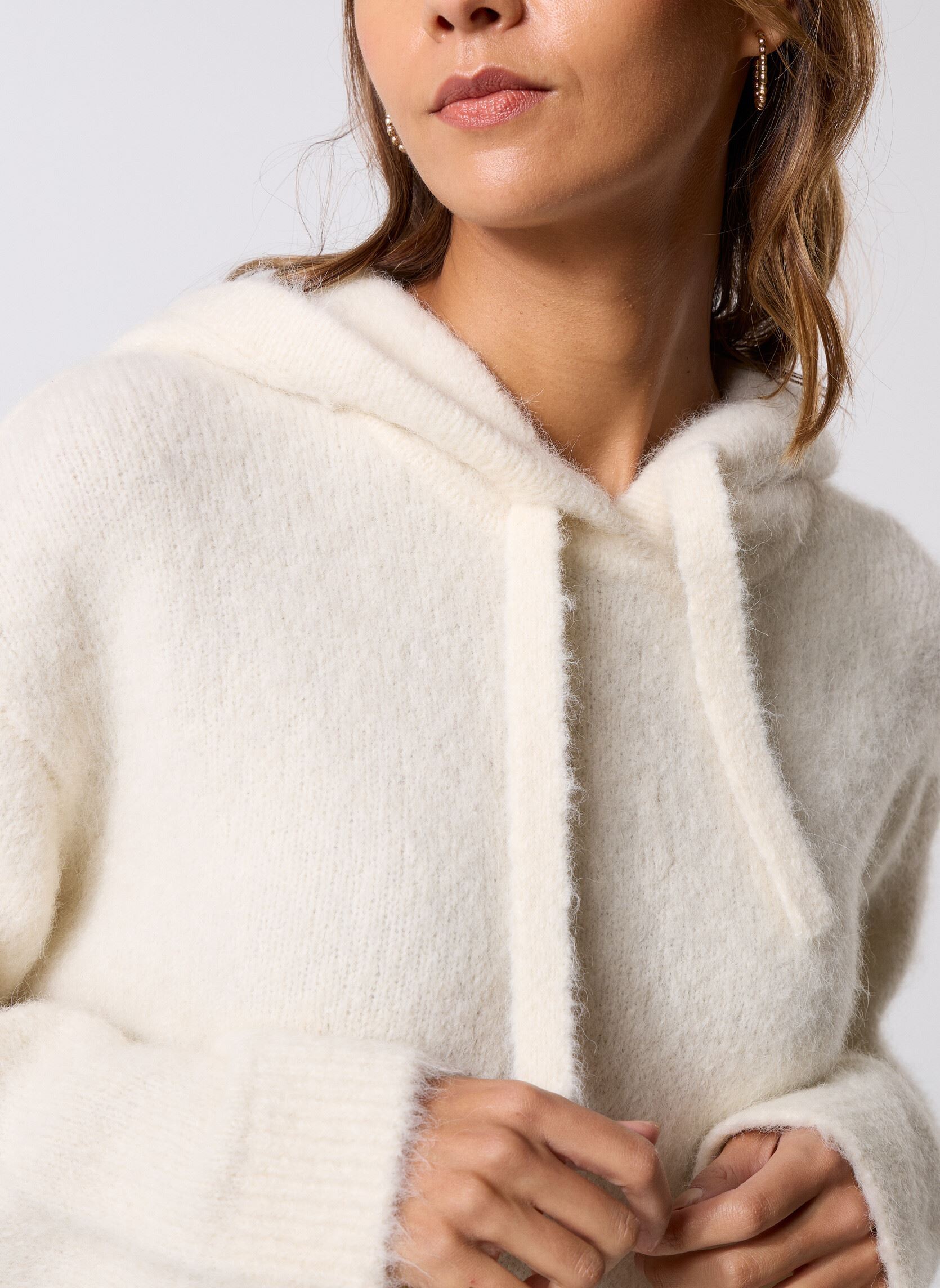 Hoodies Saskia hoodie 15730 dames wit Samsoe Samsoe Hoodies Saskia hoodie 15730 dames wit Clear Cream