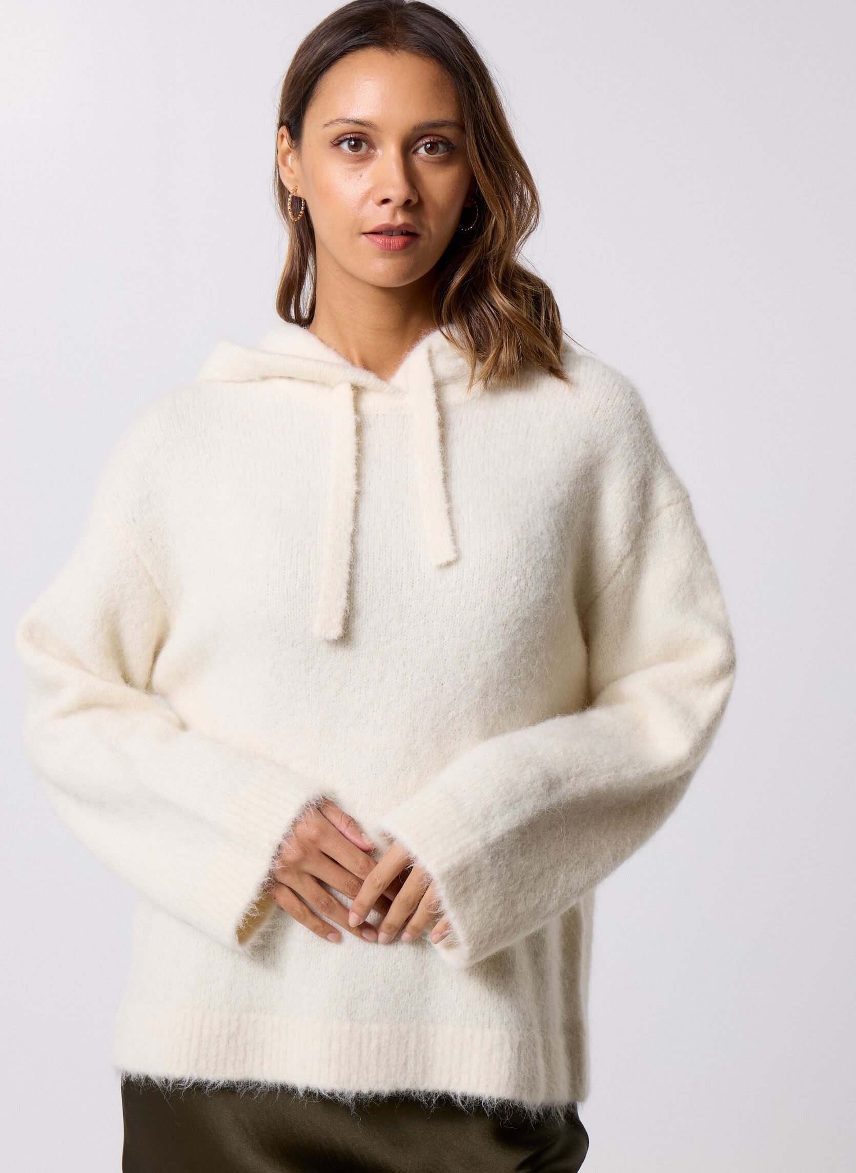Hoodies Saskia hoodie 15730 dames wit Samsoe Samsoe Hoodies Saskia hoodie 15730 dames wit Clear Cream