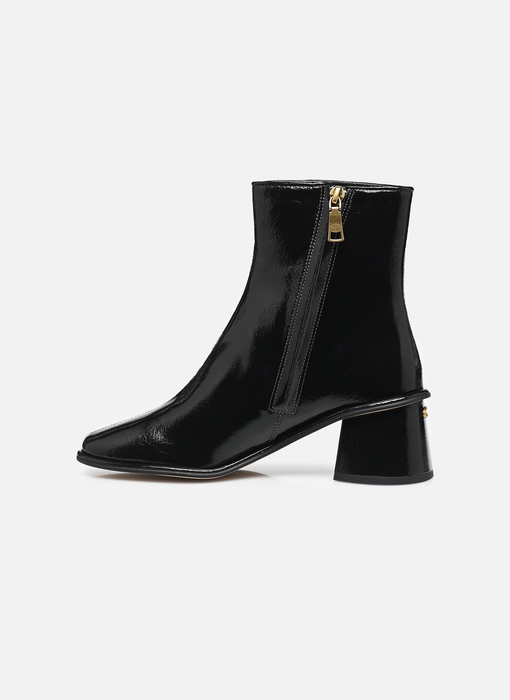 Enkellaarzen en boots gigi glazed leather bootie dames zwart Coach Enkellaarzen en boots gigi glazed leather bootie dames zwart BLACK