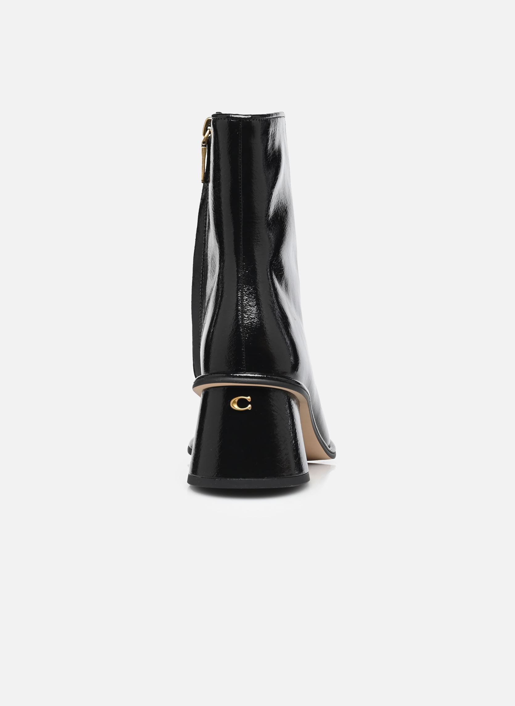 Enkellaarzen en boots gigi glazed leather bootie dames zwart Coach Enkellaarzen en boots gigi glazed leather bootie dames zwart BLACK
