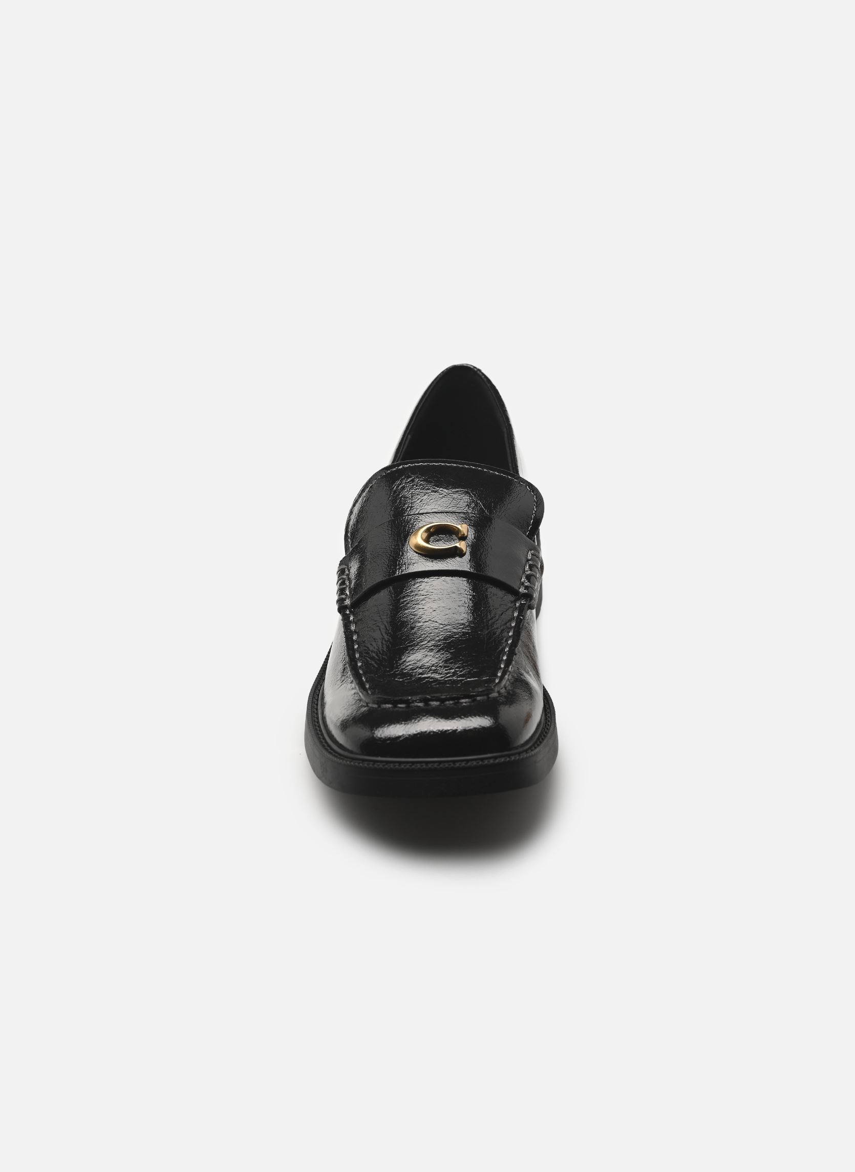 Mocassins glazed leather penny loafer femme noir Coach Mocassins glazed leather penny loafer femme noir Black